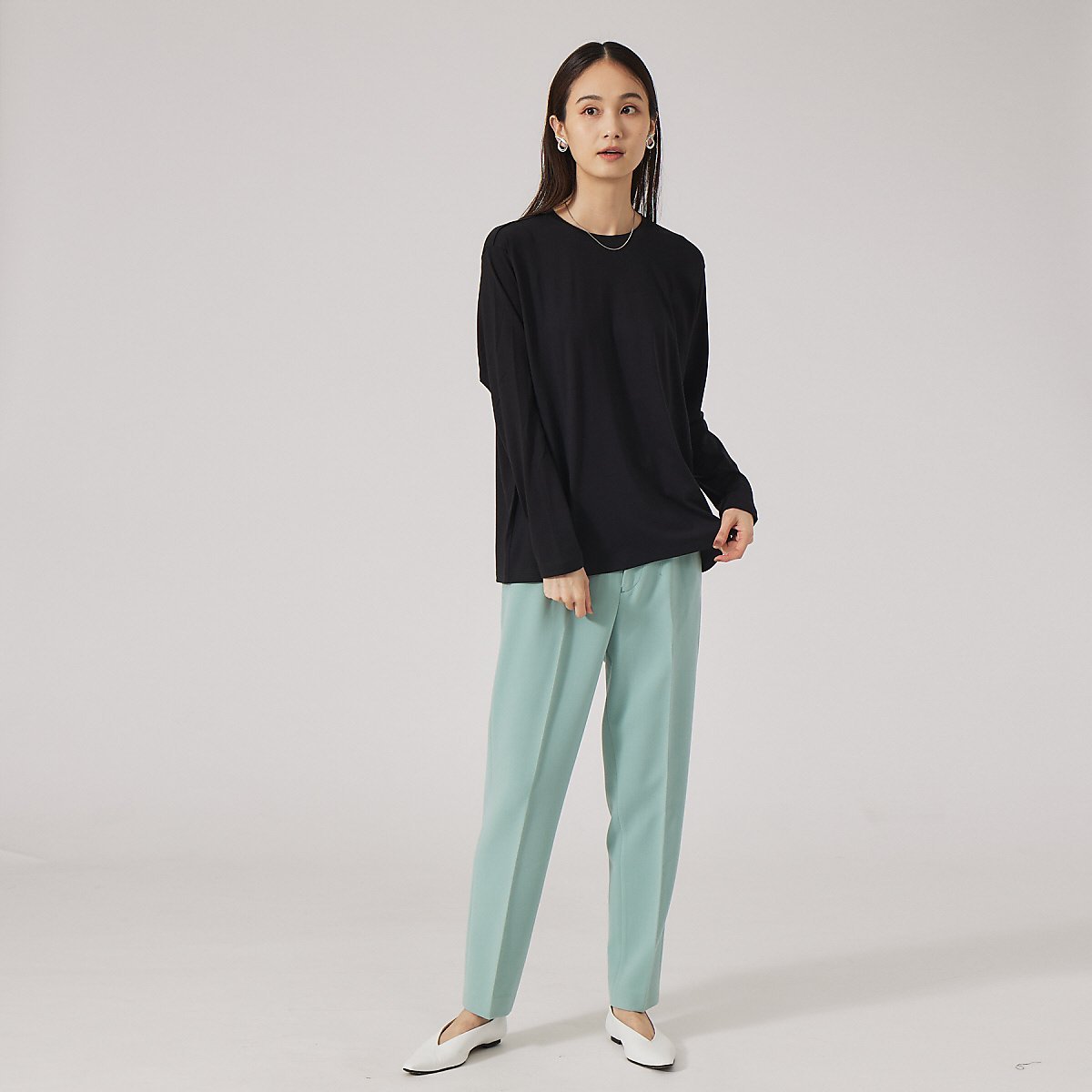 qualite レギュラーヘムコットンカットソー カリテ トップス カットソー・Tシャツ ブラック