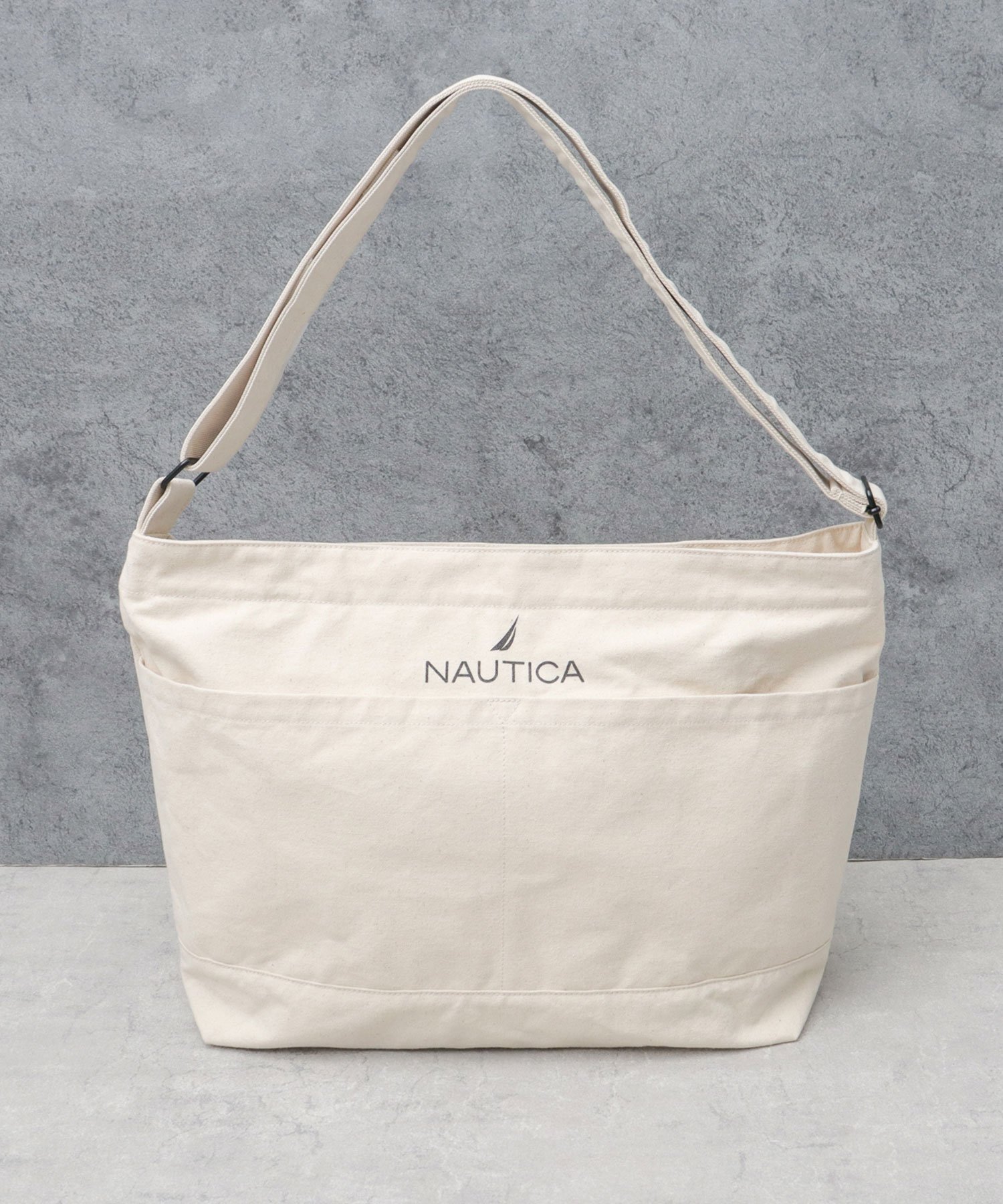 NAUTICA NAUTICA ノーティカ 帆布 ビッグショルダーバッグ 12オンス 大容量 エー.エム.エス. バッグ ショルダーバッグ ブラック ホワイト