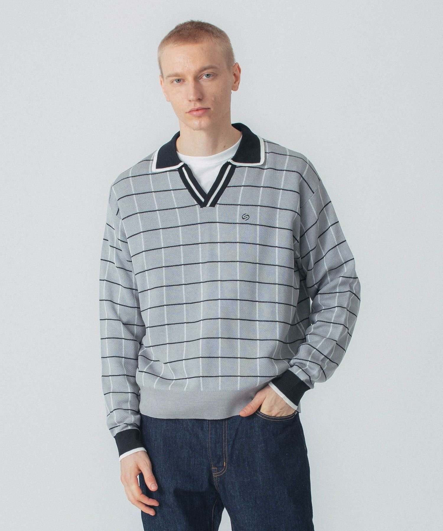 【SALE／40%OFF】SILAS KNIT SKIPPER サイラス トップス ニット グレー ブラック【送料無料】