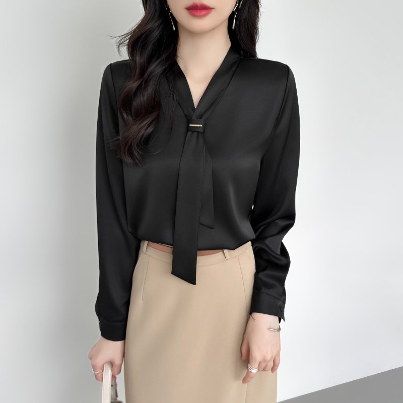 【SALE／26%OFF】COCOMOMO ボウタイブラウス フォーマルブラウス 大人きれいめ ブラウス ボウタイ ココモモ トップス シャツ・ブラウス ピンク ブルー ホワイト ブラックのサムネイル