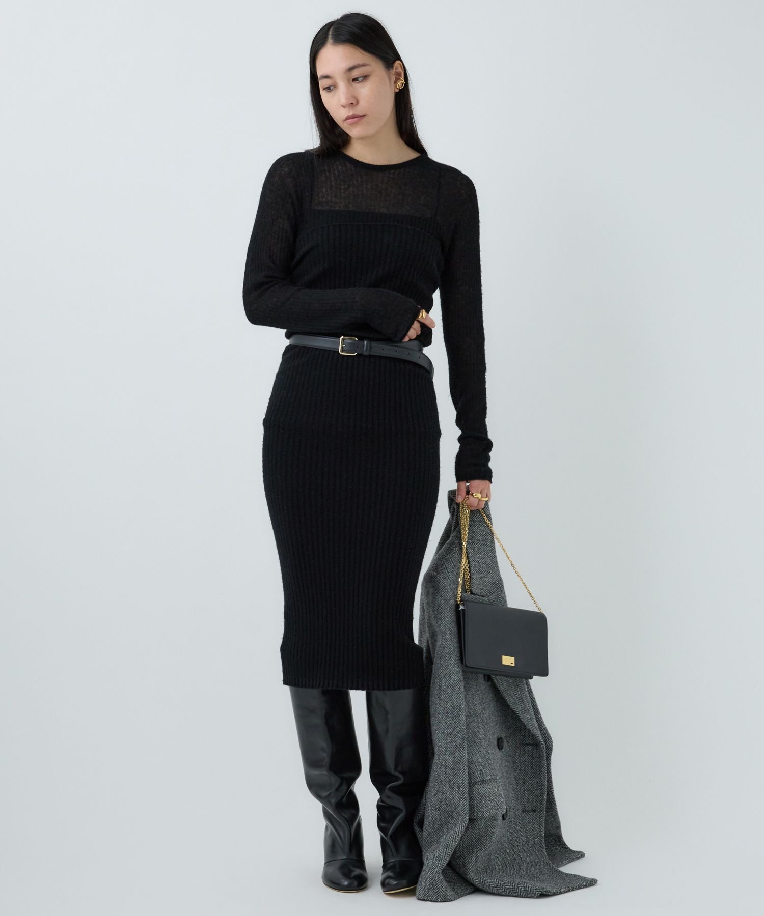 Chaos フロットニットスカート カオス スカート ロング・マキシスカート ブラック ホワイト【送料無料】のサムネイル