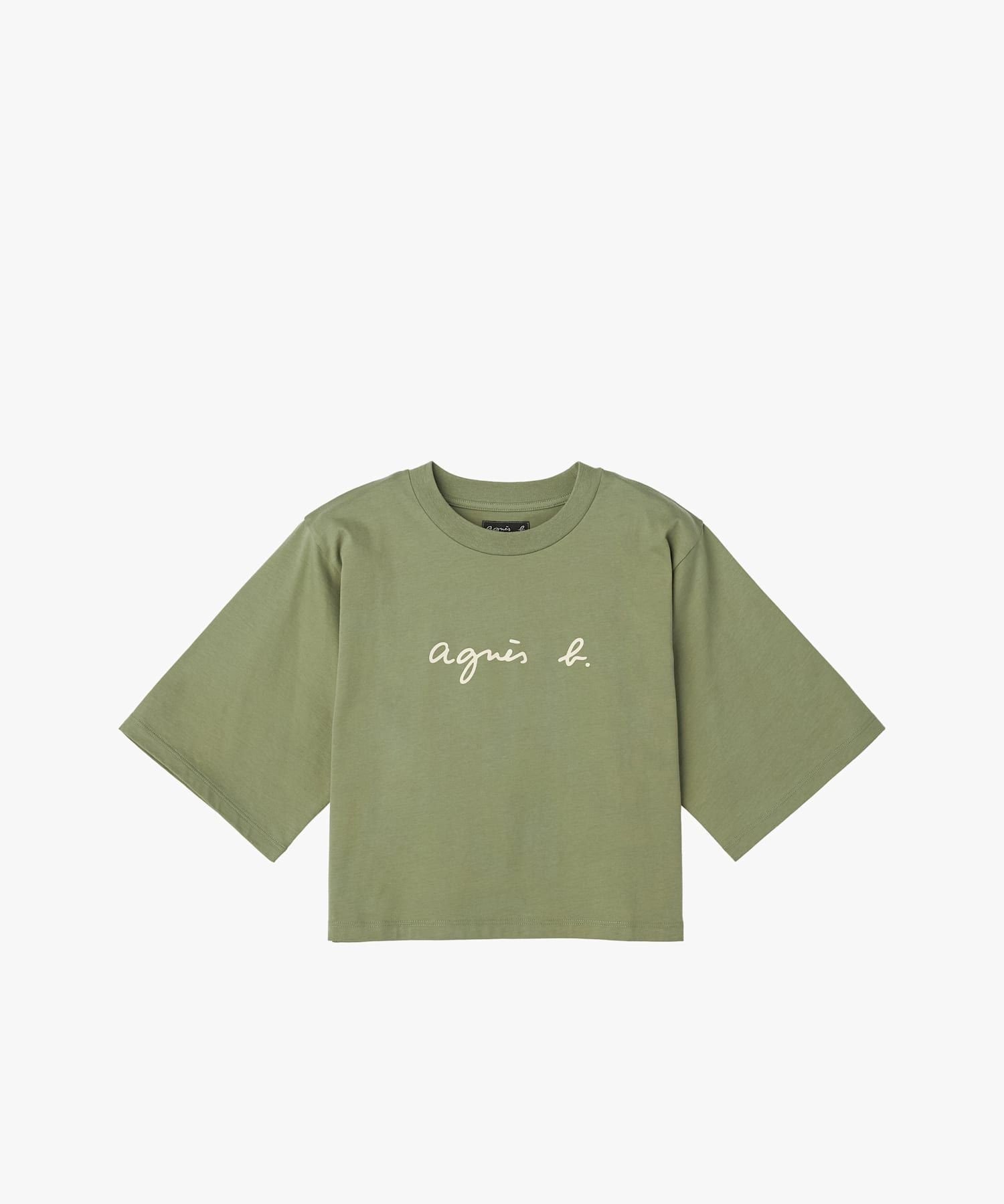ロゴ コットン 5分袖 Tシャツ "Yoko" アニエスベー トップス カットソー・Tシャツ カーキグリーン