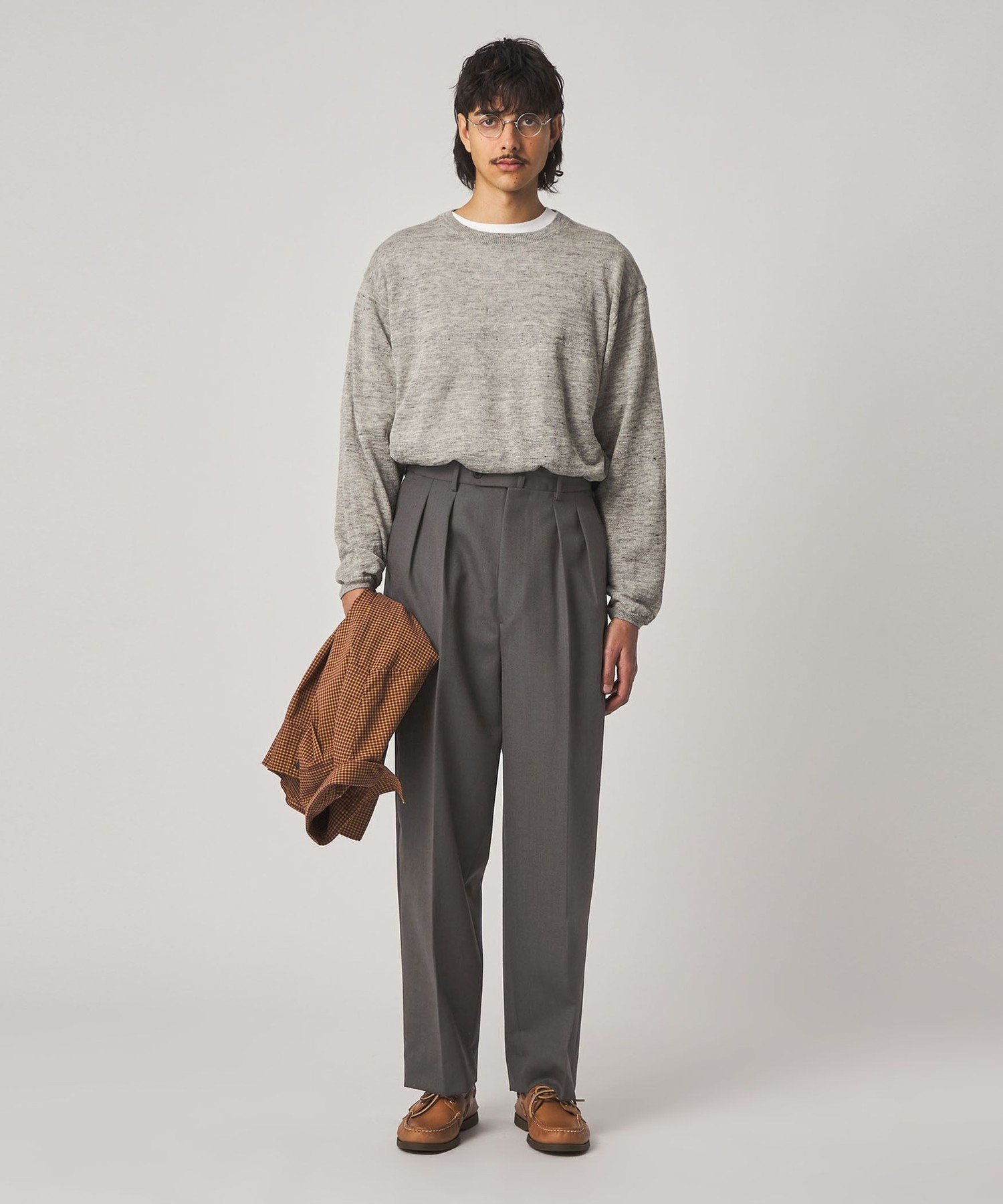 Steven Alan ＜Steven Alan＞ ウール オックスフォード イン ツープリーツ ドレス トラウザーズ ビューティー＆ユース　ユナイテッドアローズ パンツ スラックス・ドレスパンツ ブラック グレー【送料無料】