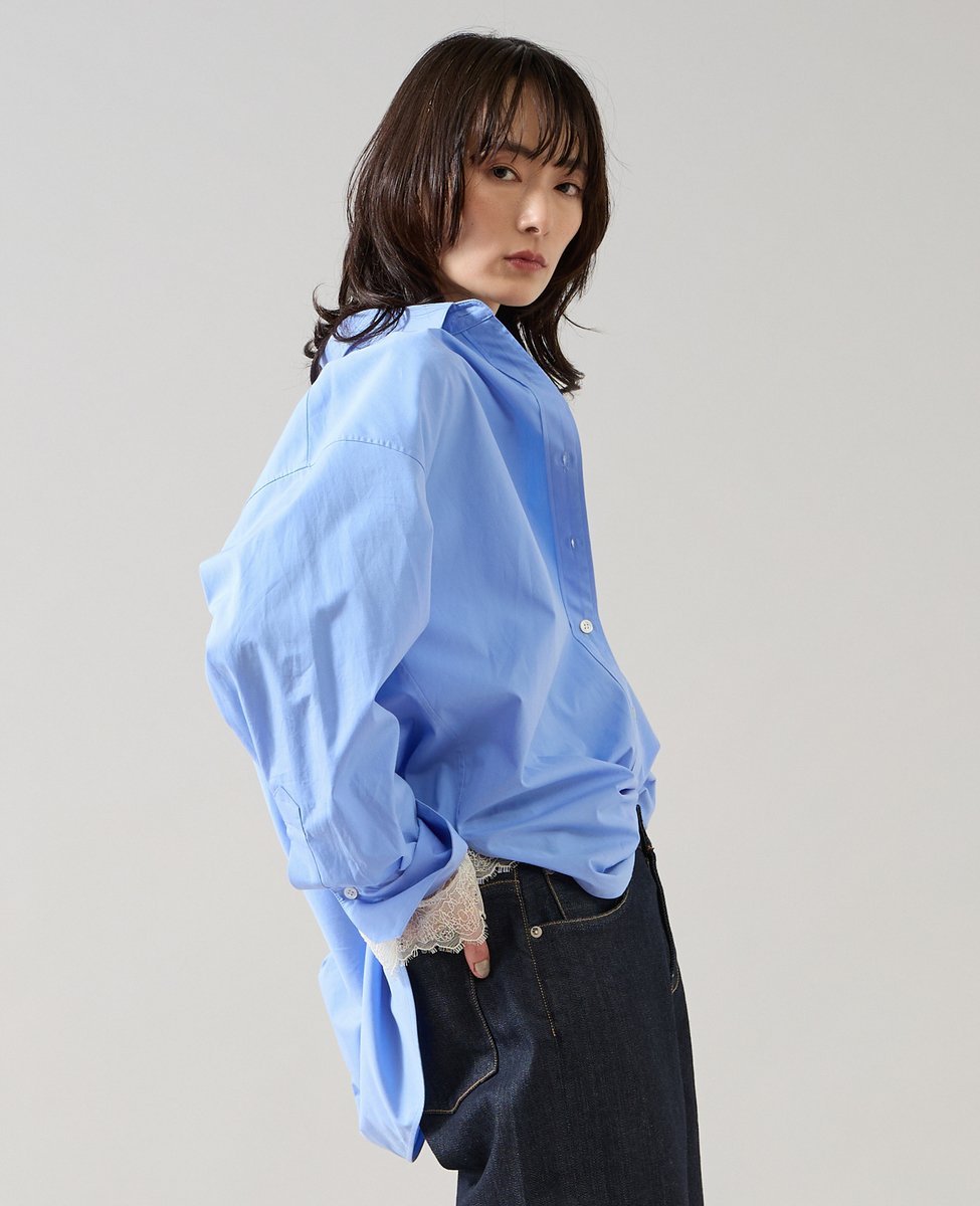 Liesse 《定番》リラックスフィットタイプライターシャツ リエス トップス シャツ・ブラウス ブルー
