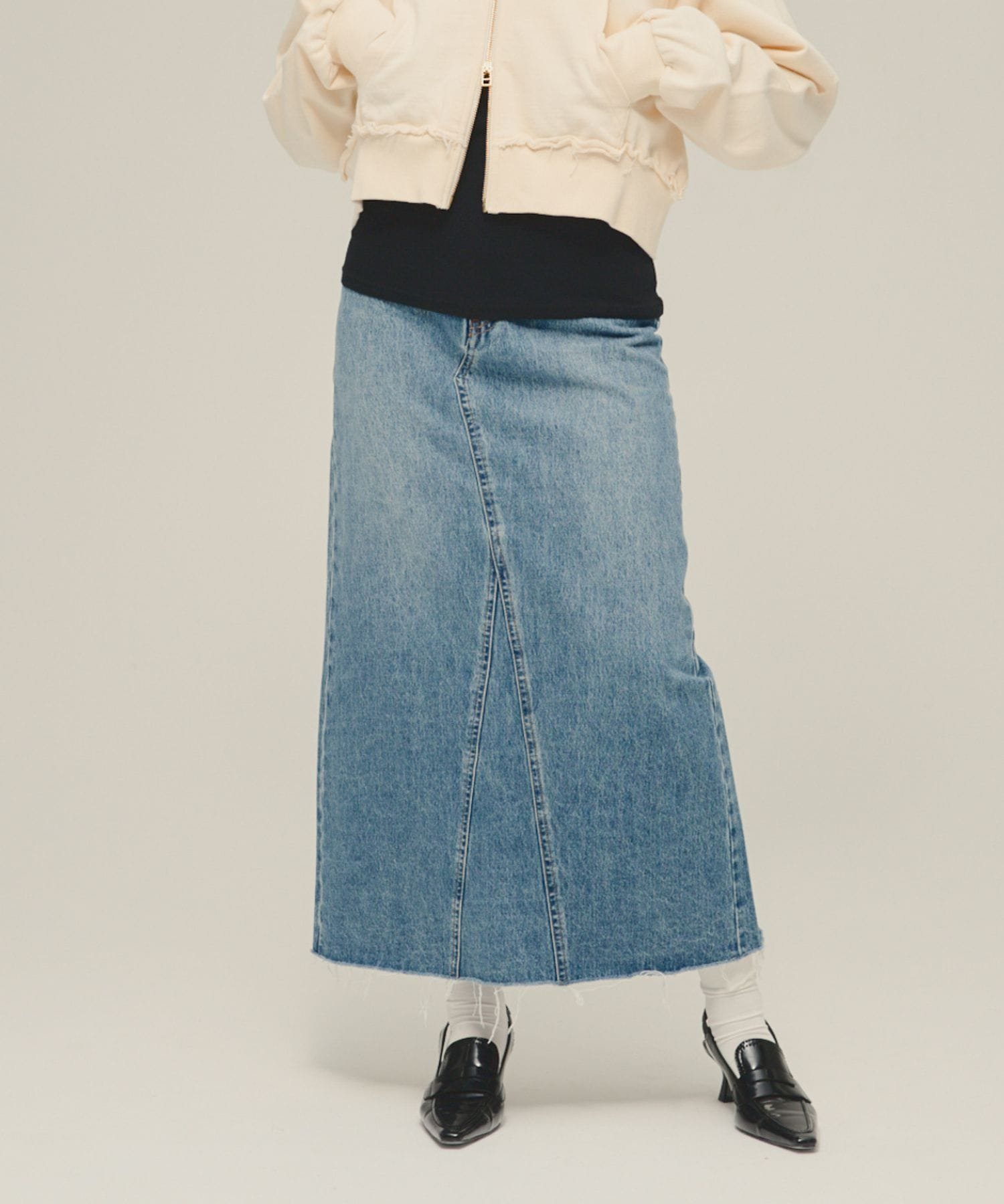 eL Denim Long Skirt ジーナシス スカート ロング・マキシスカート ブルー ブラック ネイビー