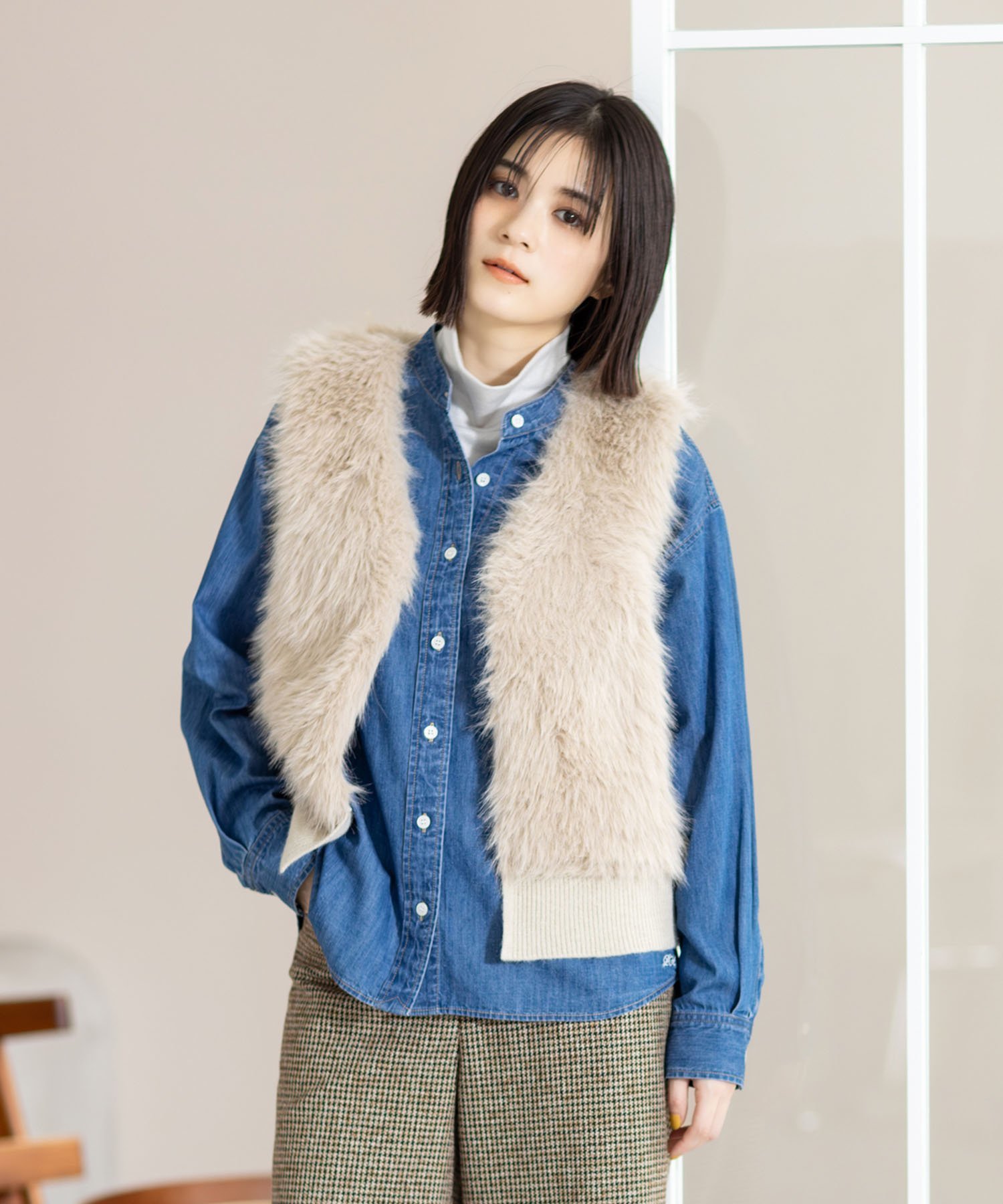 【SALE／20%OFF】Petit Honfleur ファーベスト プチオンフルール トップス ベスト・ジレ ブラウン ベー..