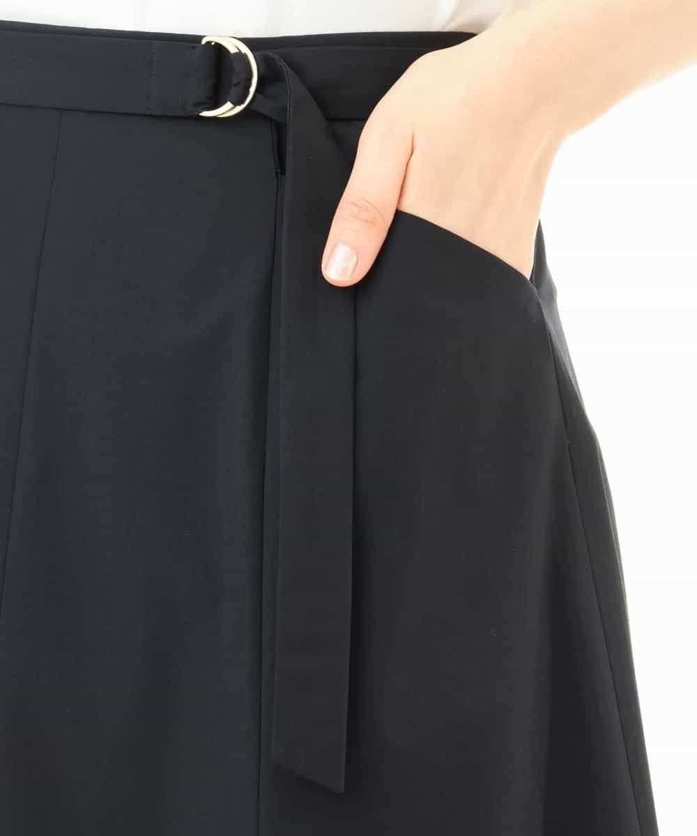 OFUON ベルト付きフレアスカート/接触冷感/UVカット/洗える/セットアップ可 オフオン スカート その他のスカート ベージュ ネイビー