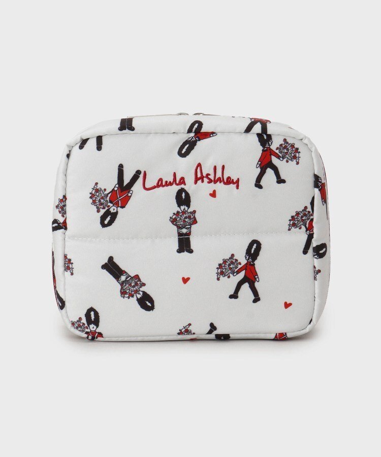 LAURA ASHLEY HOME 【撥水加工/ボトルスリーブ・メッシュポケット付き】ポーチ ヴィンテージソルジャー柄 ローラ アシュレイ 財布・ポーチ・ケース ポーチ ホワイト ブルー