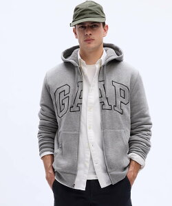 【SALE／35%OFF】GAP (U)GAPロゴ ボアライナー ジップアップ パーカー(ユニセックス) ギャップ トップス パーカー・フーディー グレー ベージュ グリーン ブラック【送料無料】