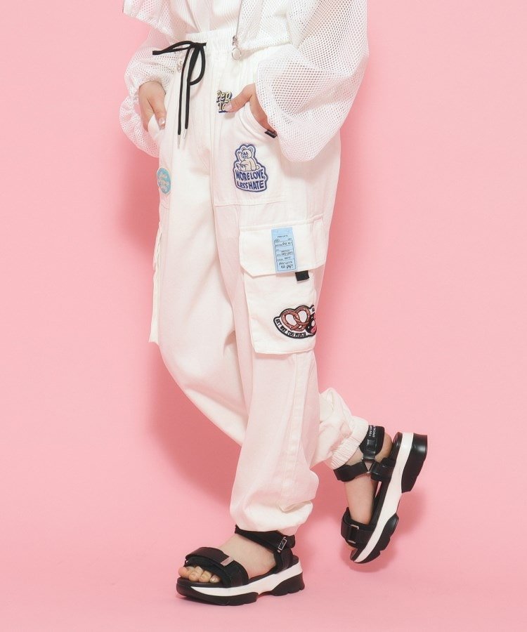 PINK-latte 【接触冷感機能付き】大人気ワッペンカーゴパンツ ピンク ラテ パンツ その他のパンツ ホワイト ブラック ブルー【送料無料】のサムネイル