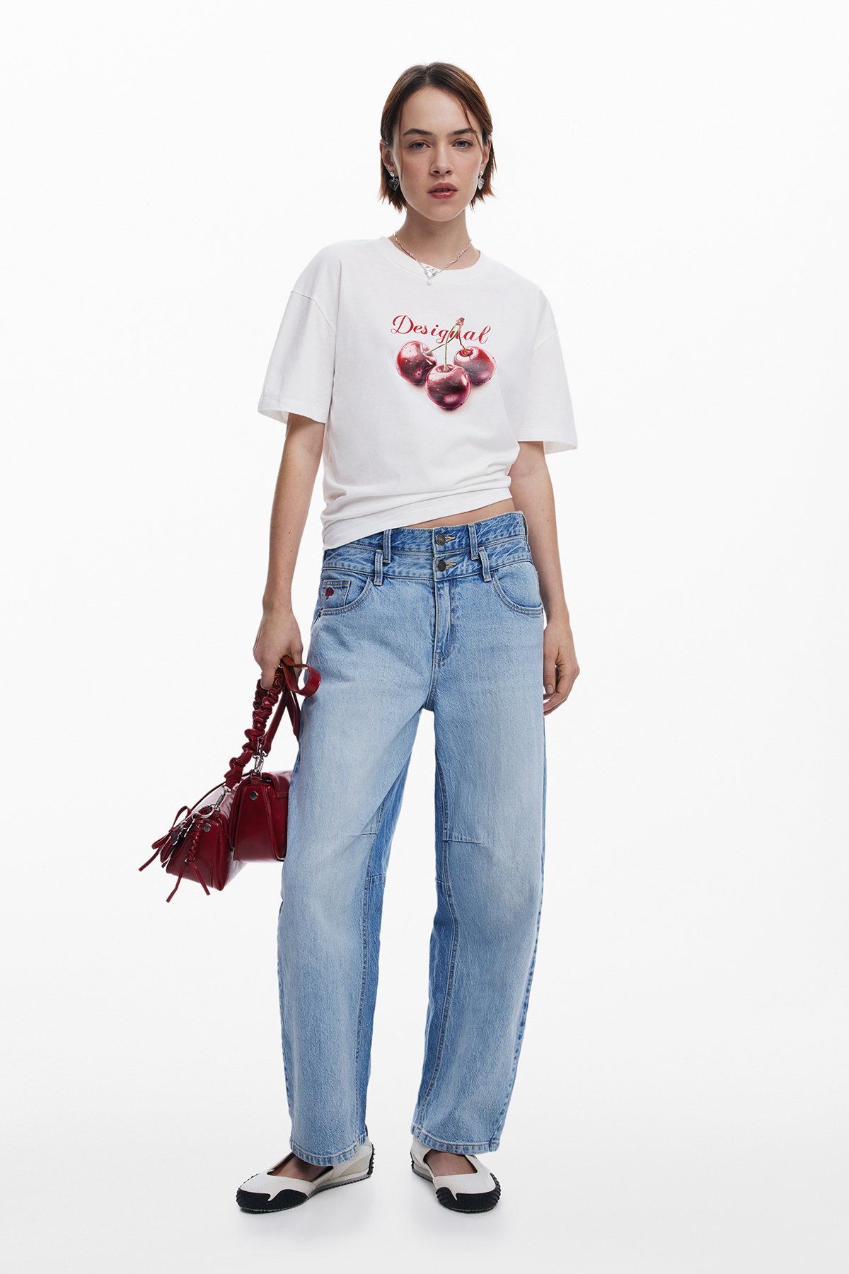 TSCHERRY Tシャツショートスリーブ デシグアル トップス カットソー・Tシャツ ホワイト