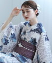 utatane utatane 浴衣3点セット うたかたの紺ぼかし乱菊 Fサイズ ウタタネ 着物・浴衣・和装小物 浴衣 ホワイト【送料無料】