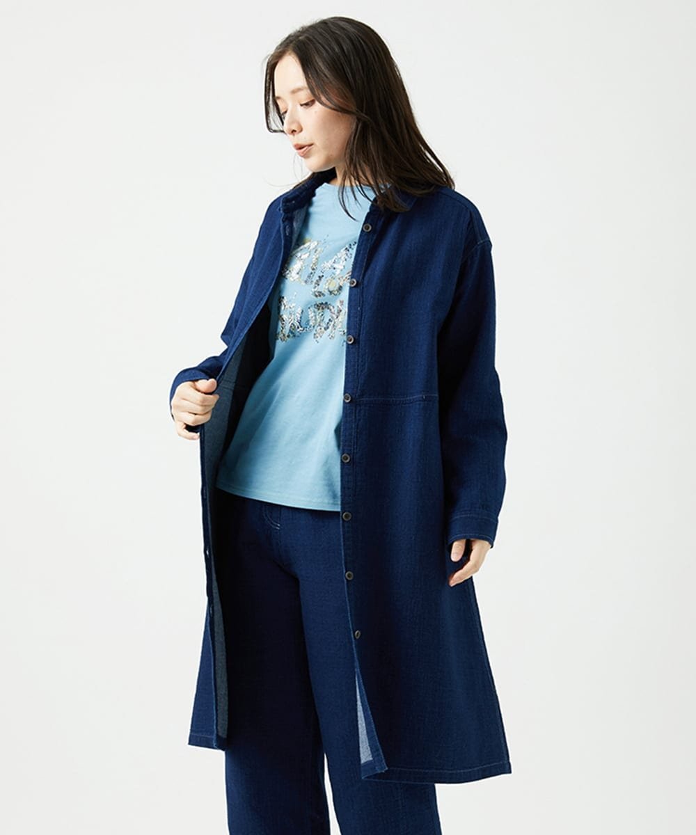 [洗える]二重織ガーゼデニム製品染めブラウス ジャンニロジュディーチェ トップス シャツ・ブラウス ピンク ネイビー