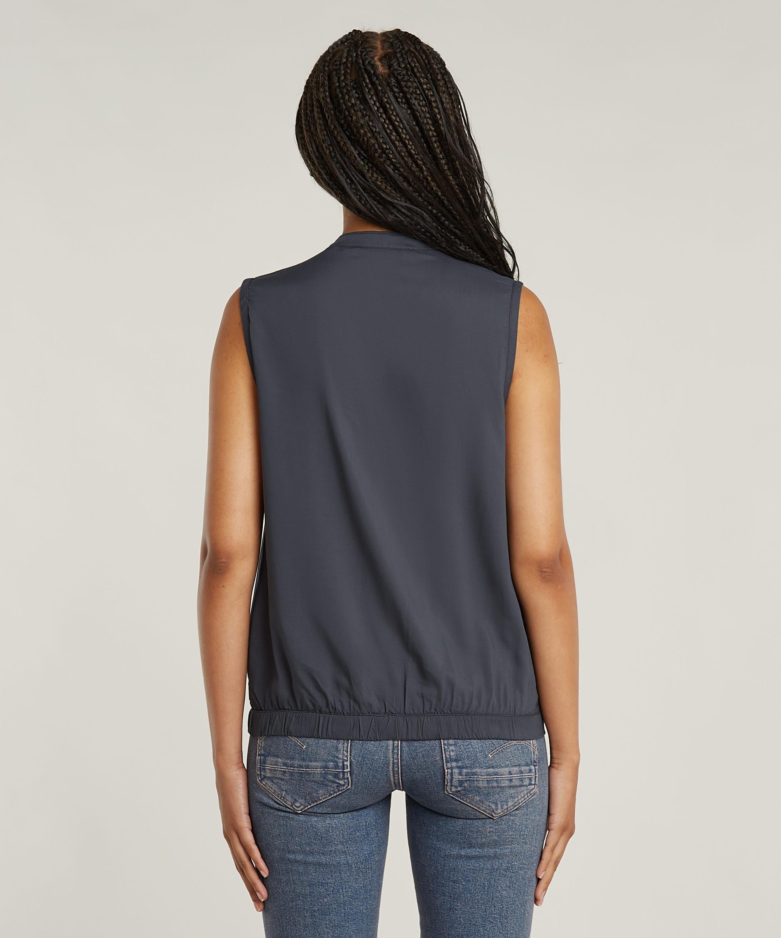 【公式ショップ】Stand Up Collar Top/スタンドカラーフロントプリーツデザインウーブントップス ジースターロゥ トップス ノースリーブ・タンクトップ グレー