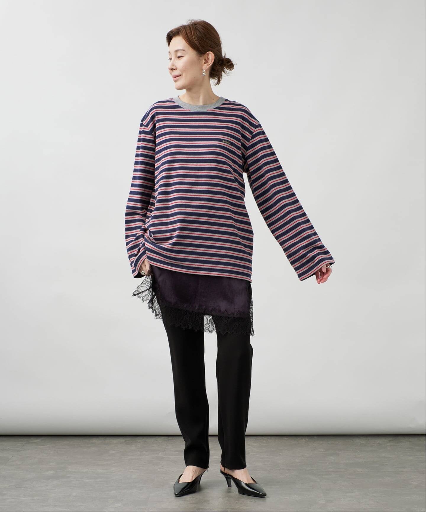 VERMEIL par iena Le minor ルミノア Coqette ロングスリーブ 18JG19604 ヴェルメイユ パー イエナ トップス カットソー・Tシャツ ブラウン グレー