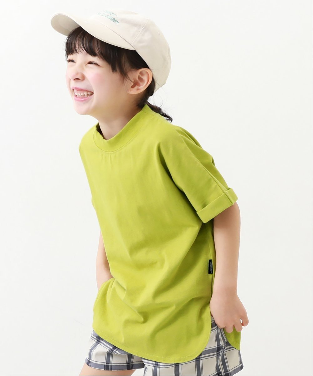 devirock 水はじく ロールアップスリーブTシャツ(撥水) デビロック 子供服 キッズ デビロック トップス カットソー・Tシャツ グリーン ホワイト パープル ブラック