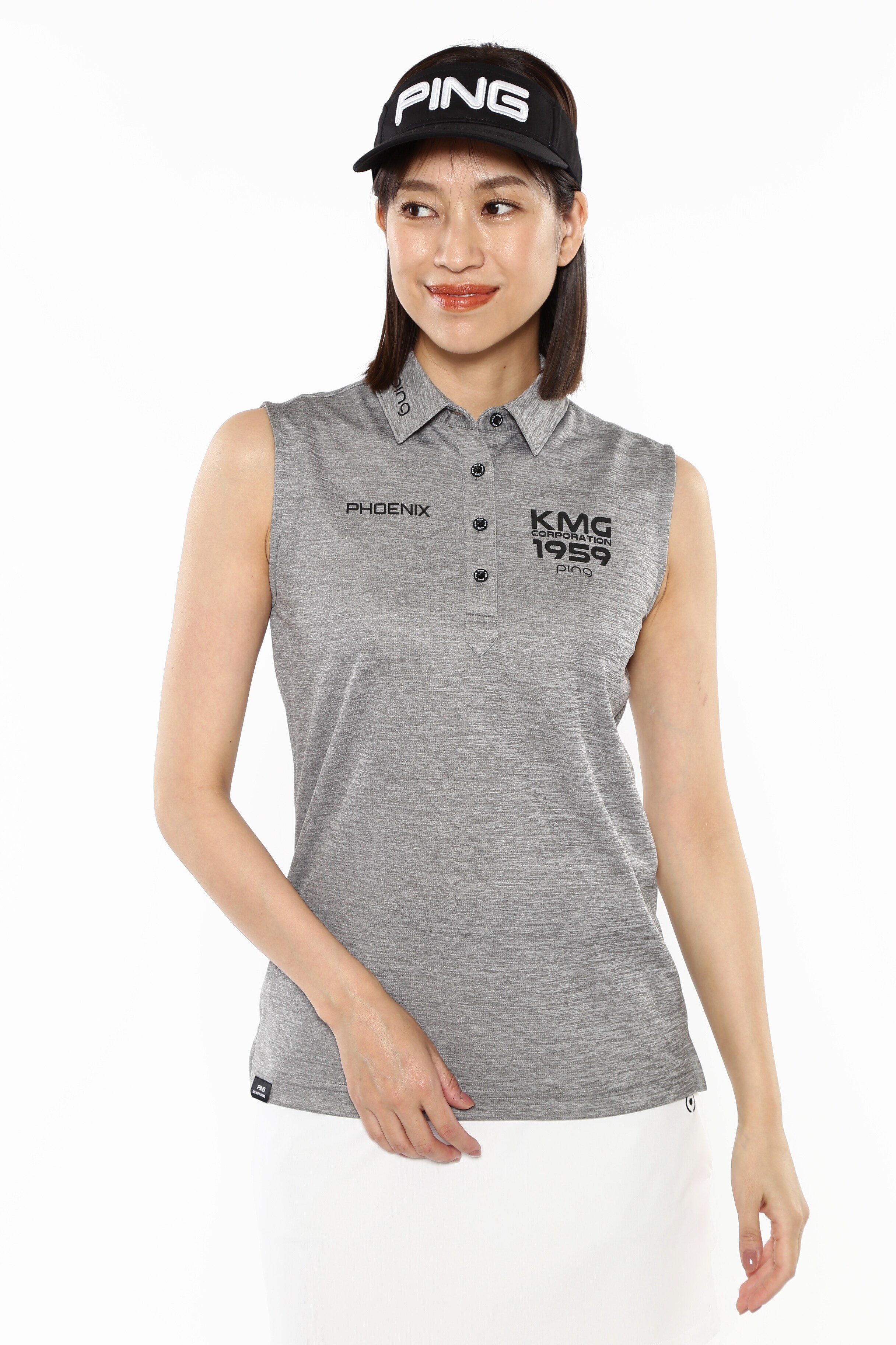 PING APPAREL 涼感ストレッチメッシュカノコスリーブレスポロシャツ ＜PERFORMANCE＞ (LADIES) ピン アパレル トップス ポロシャツ グレー ブラック ホワイト【送料無料】