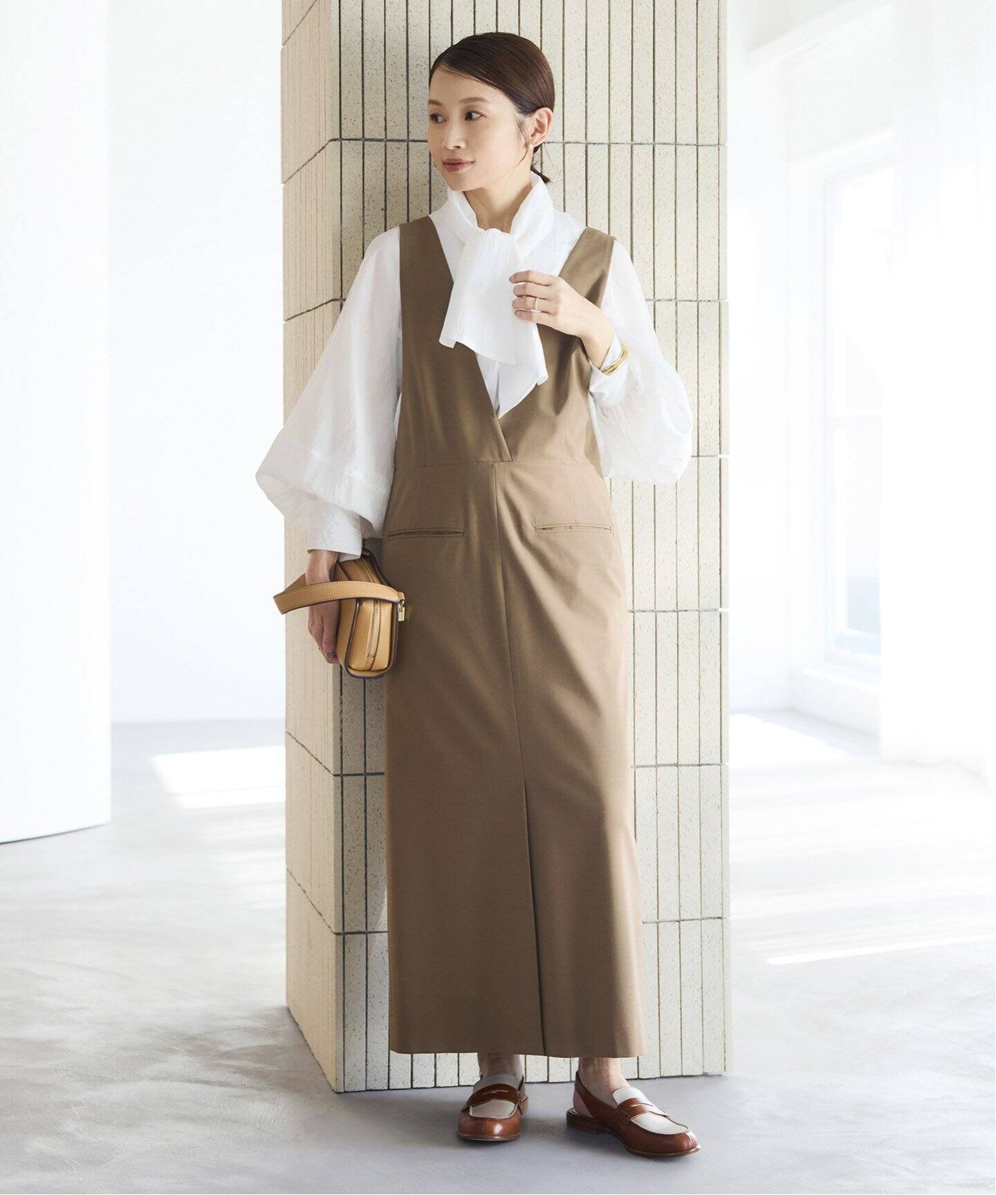 IENA &NAVY サロペットスカート イエナ ワンピース・ドレス ワンピース ネイビー ブラウン【送料無料】のサムネイル