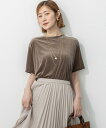 23区 L 【先行予約/洗える】シアーベロア リラックス Tシャツ ニジュウサンク トップス カットソー・Tシャツ カーキグリーン【送料無料】