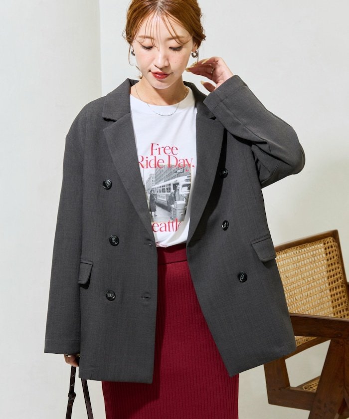 FREAK'S STORE ダブル テーラード ジャケット【限定展開】 25AW フリークスストア ジャケット・アウター テーラードジャケット・ブレザー グレー ブラック ブラウン【送料無料】のサムネイル