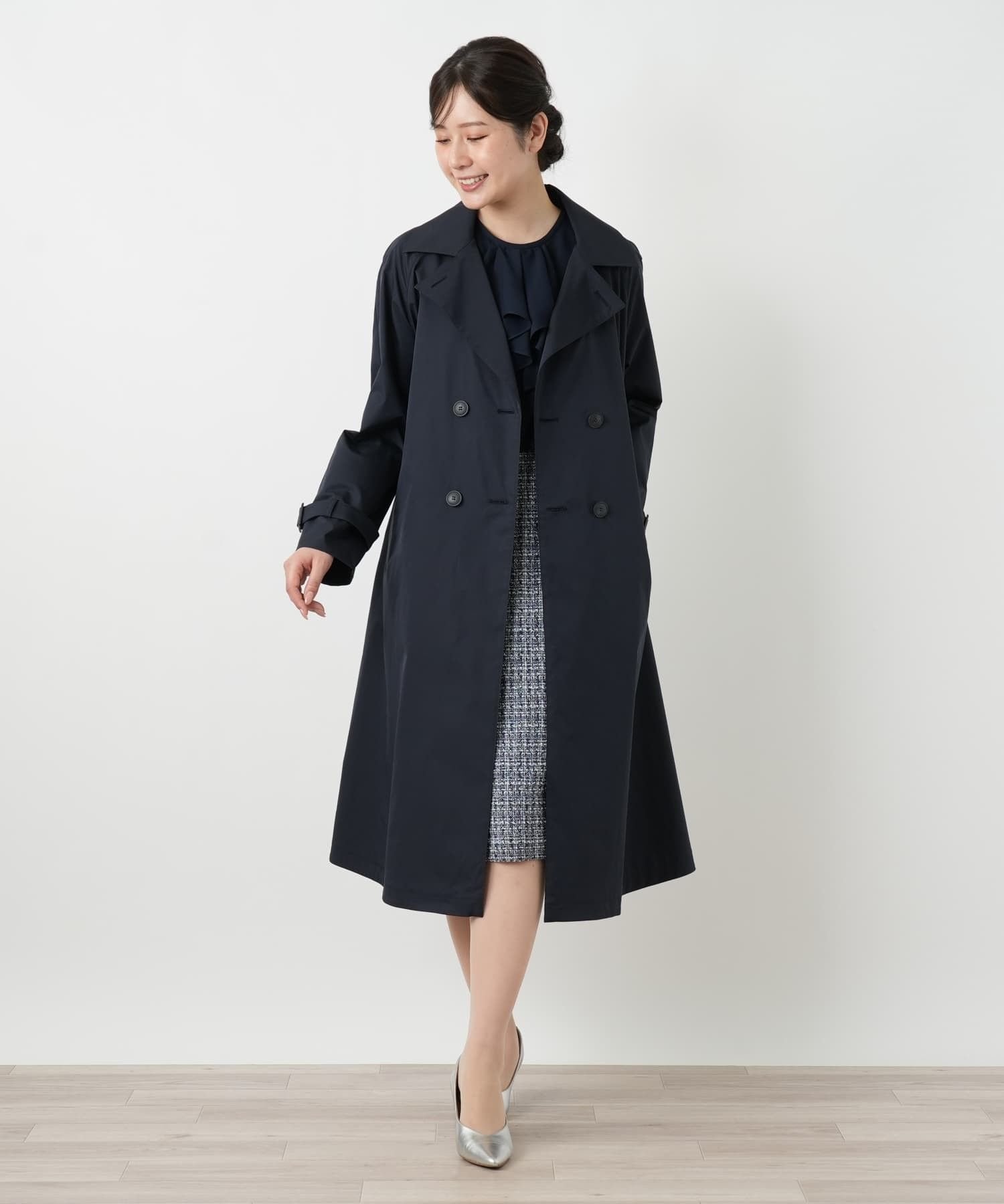 Leilian 【はっ水加工】トレンチコート【Leilian WHITE LABEL】 レリアン ジャケット・アウター トレンチコート ネイビー ベージュ