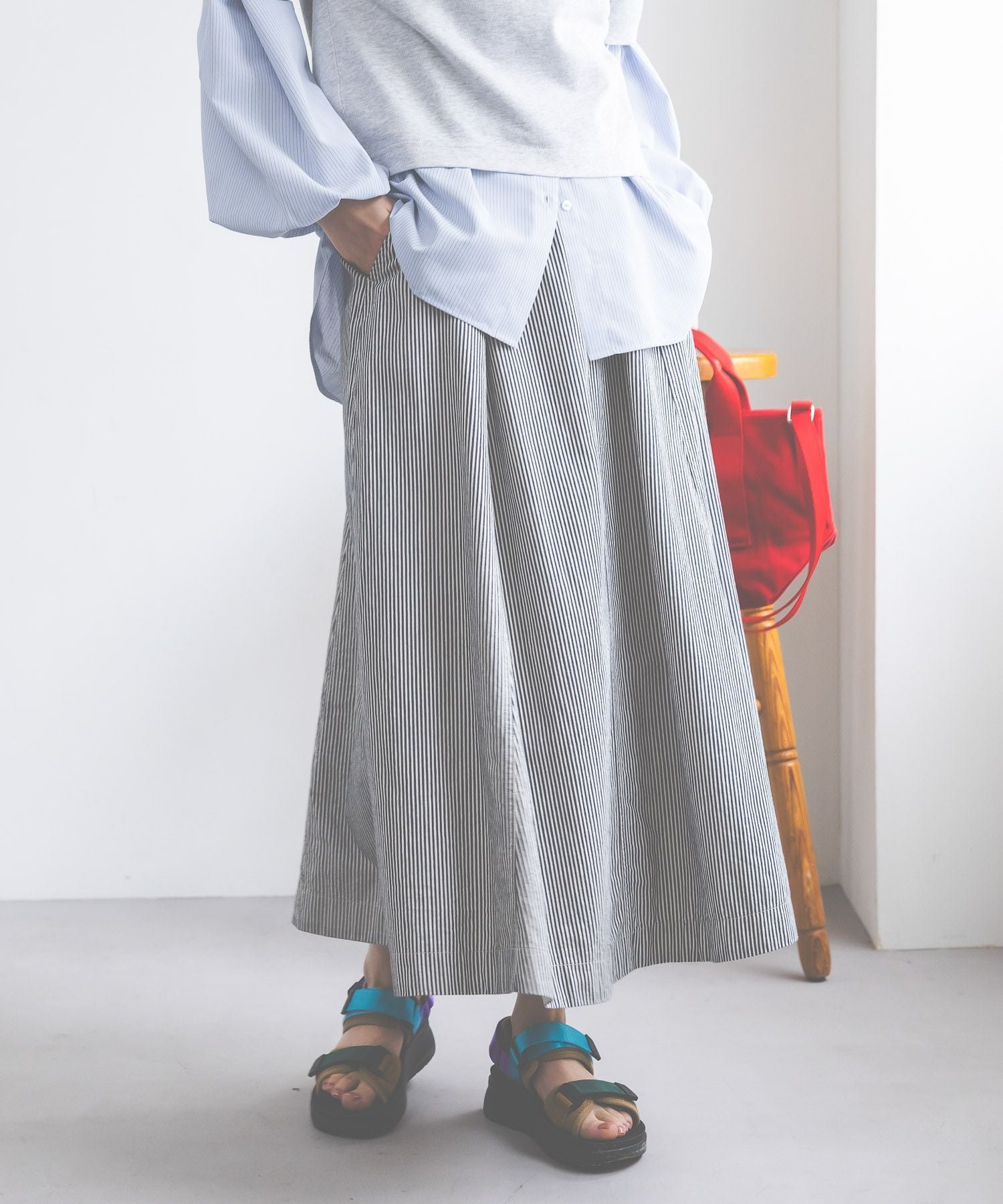 niko and... Assorted Belt Flare Skirt - Niko and... Skirt, Long/Maxi Skirt, Brown, Navy, Blue [Free Shipping]