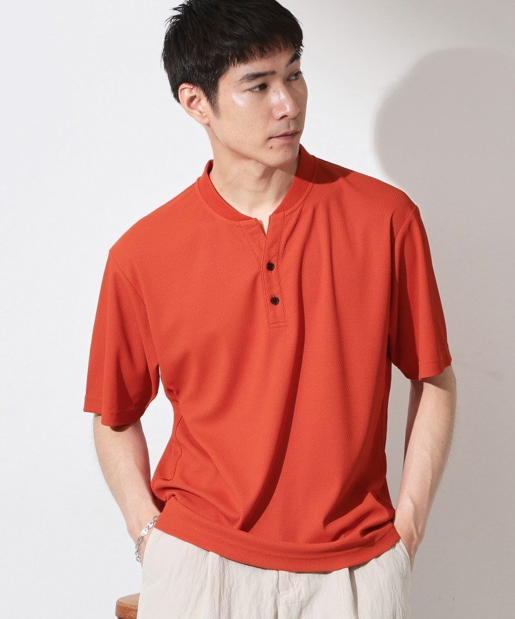 THE SHOP TK 【サラッと軽い着心地に.】BO-NO HENLEY TEE/ボーノヘンリーネック Tシャツ 吸水速乾/洗濯機OK ザ ショップ ティーケー トップス カットソー・Tシャツ ホワイト オレンジ ネイビー ブラック
