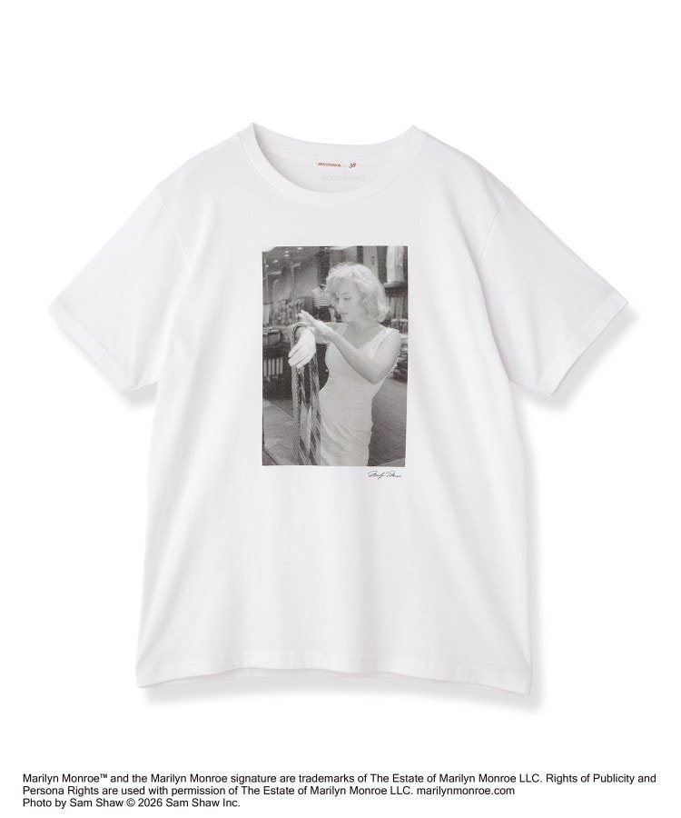 【別注】マリリンモンロー/モノトーンプリントTシャツ ドレステリア トップス カットソー・Tシャツ ホワイト