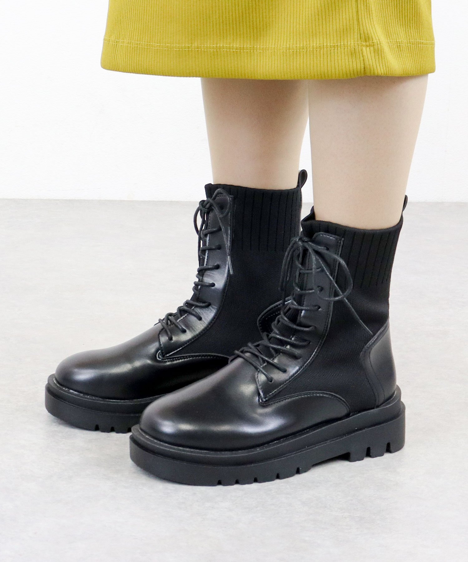 【SALE／10%OFF】LibertyDoll 5cmヒール ワンピース セットアップ ニットブーツ ☆9109 サンエーフットウェアー シューズ・靴 ブーツ ホワイト ブラック【送料無料】