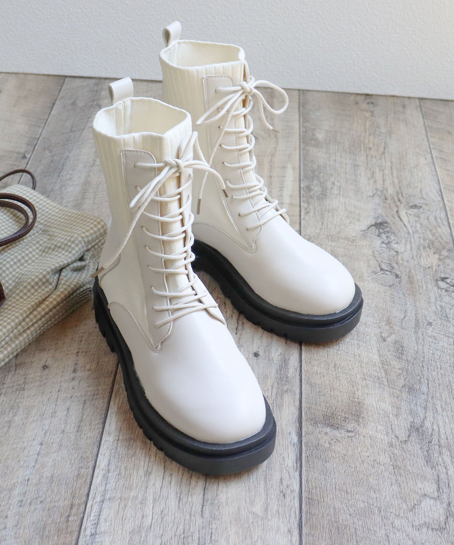 【SALE／10%OFF】LibertyDoll 5cmヒール ワンピース セットアップ ニットブーツ ☆9109 サンエーフットウェアー シューズ・靴 ブーツ ホワイト ブラック【送料無料】