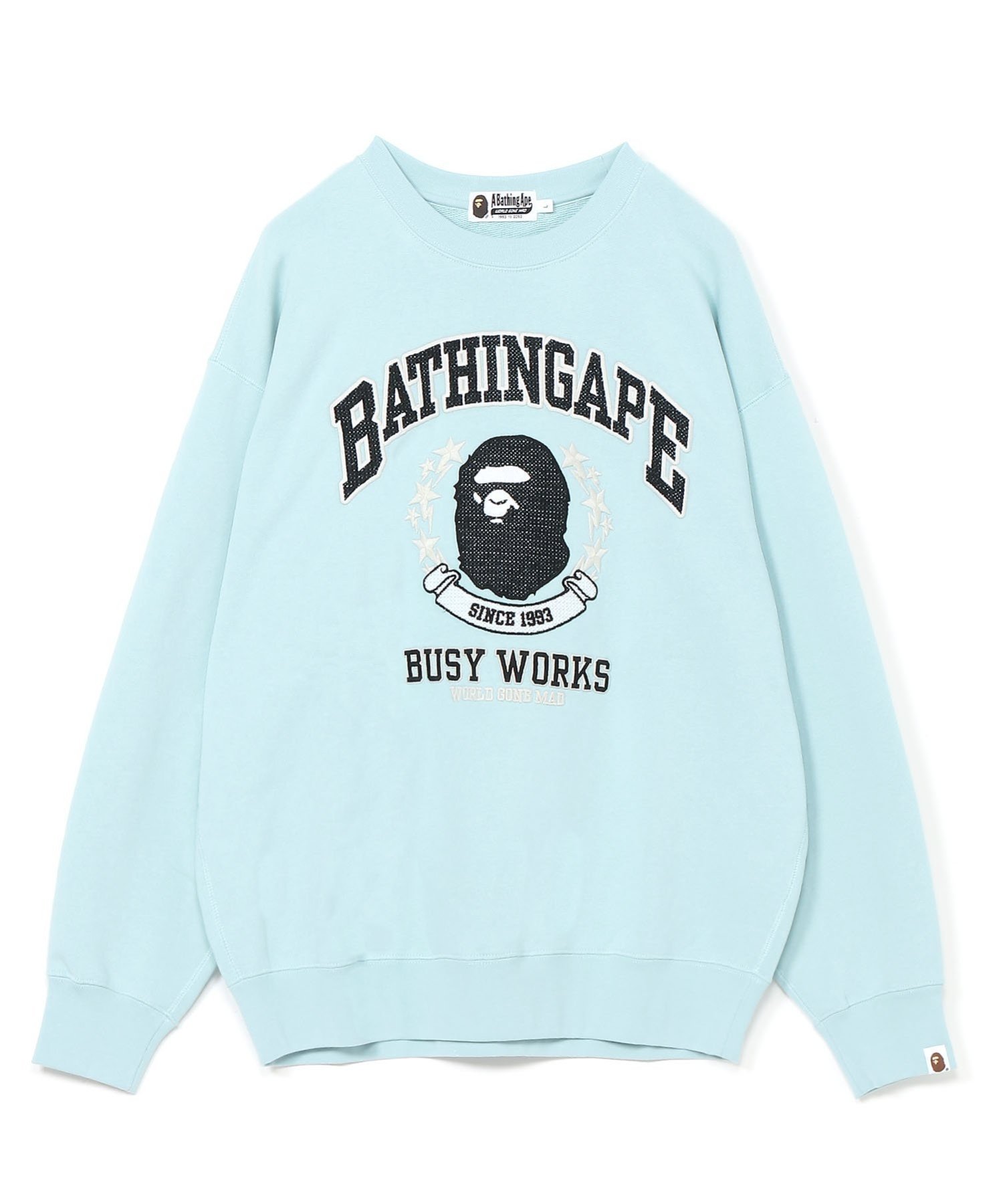 A BATHING APE (M)BATHING APE CREWNECK ア ベイシング エイプ トップス スウェット・トレーナー ブルー ホワイト