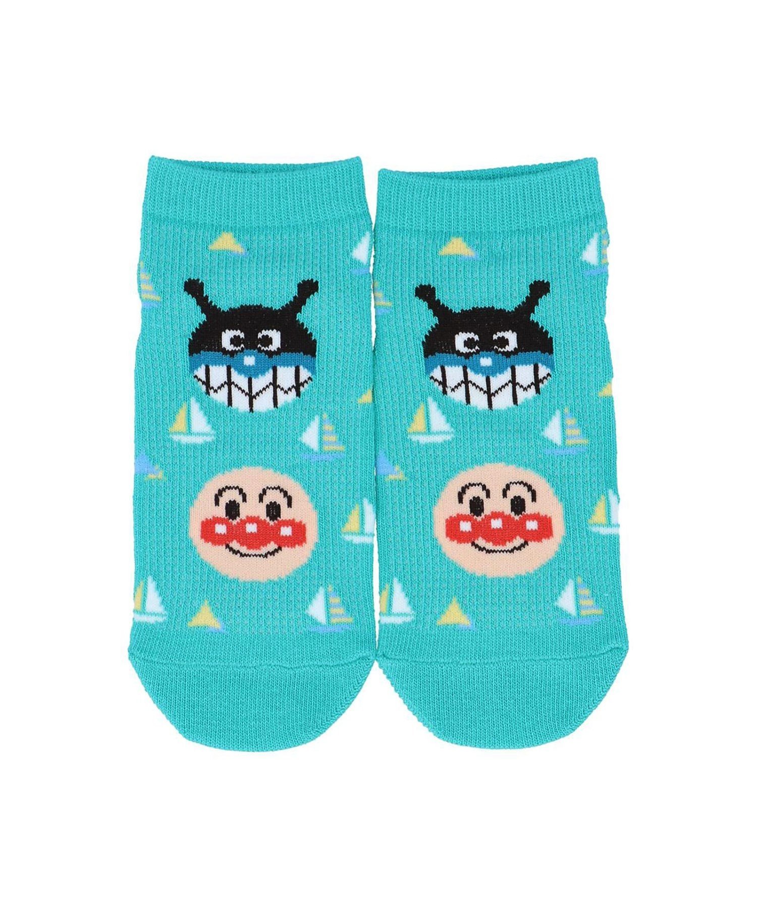 ANPANMAN KIDS COLLECTION APKC/(K)ヨット柄メッシュショートソックス アンパンマンキッズコレクション 靴下・レッグウェア 靴下 グリーン ブルー