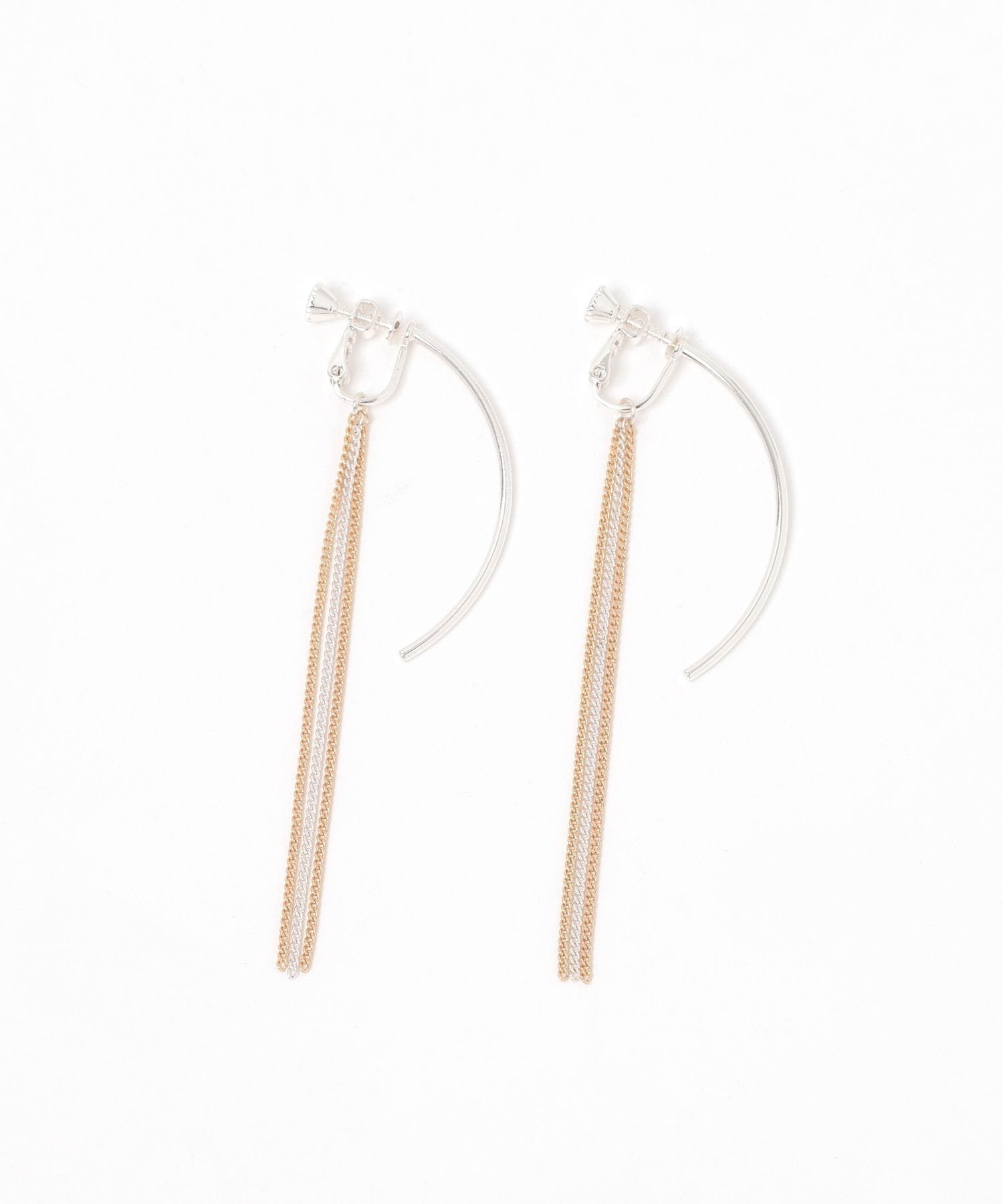 LAKOLE カーブメタルフリンジイヤリング ラコレ アクセサリー・腕時計 イヤリング・イヤーカフ シルバー ゴールド