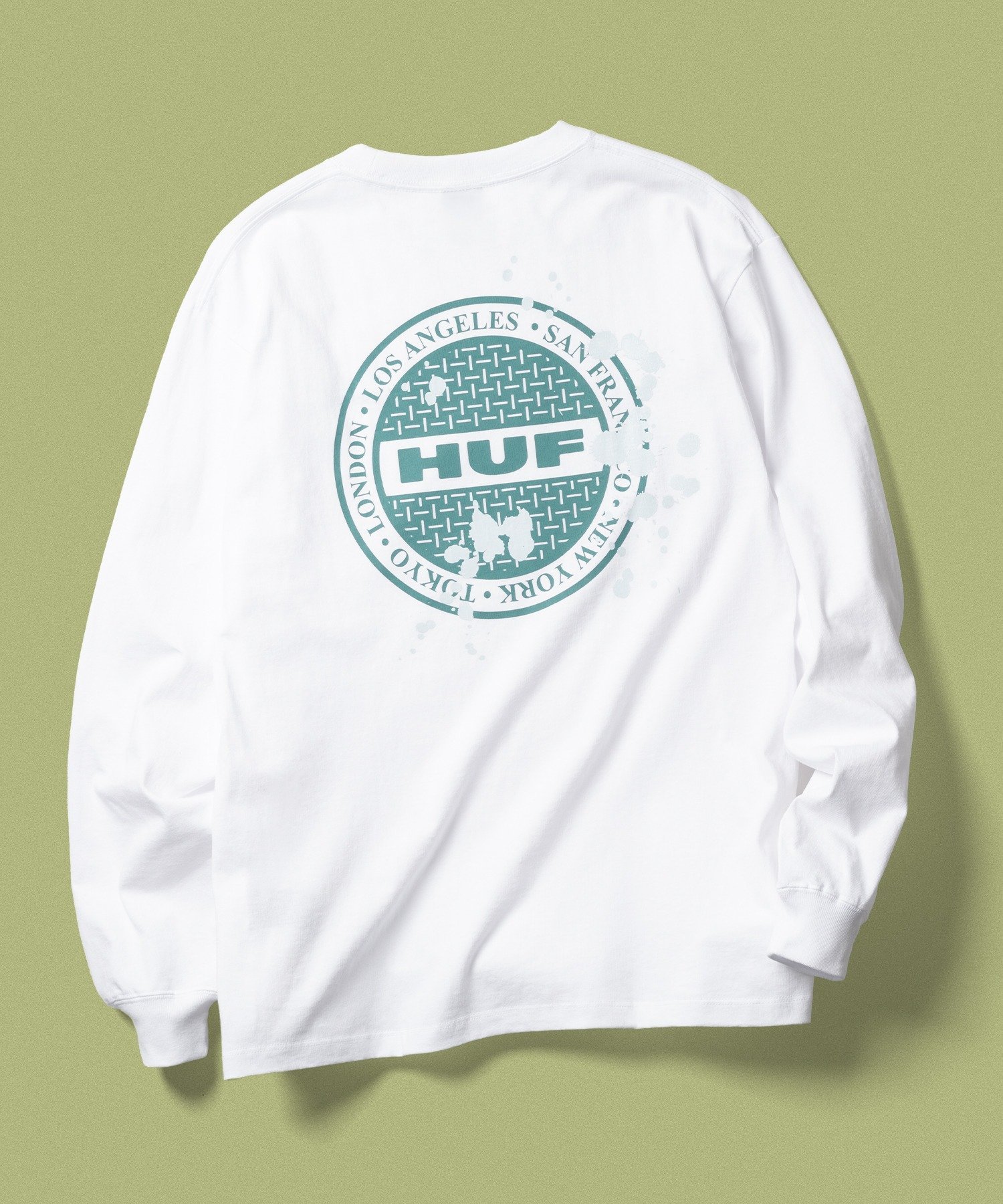 HUF MANHOLE LS TEE / HUF ハフ 長袖Tシャツ ハフ トップス カットソー・Tシャツ ネイビー ホワイト ブラック【送料無料】