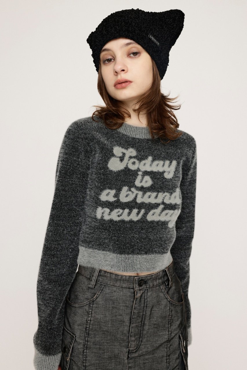 SLY JQ LOGO MINKY CROP KNIT トップス スライ トップス ニット ブラック ピンク カーキ【送料無料】のサムネイル