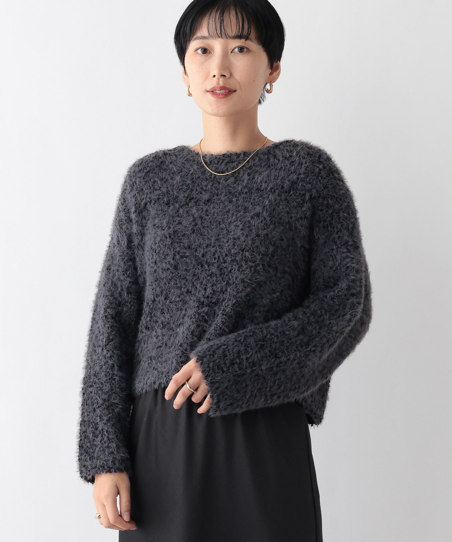 LEPSIM 5ゲージフラッグヤーンプルオーバー レプシィム トップス ニット ブルー ホワイト グレー【送料..