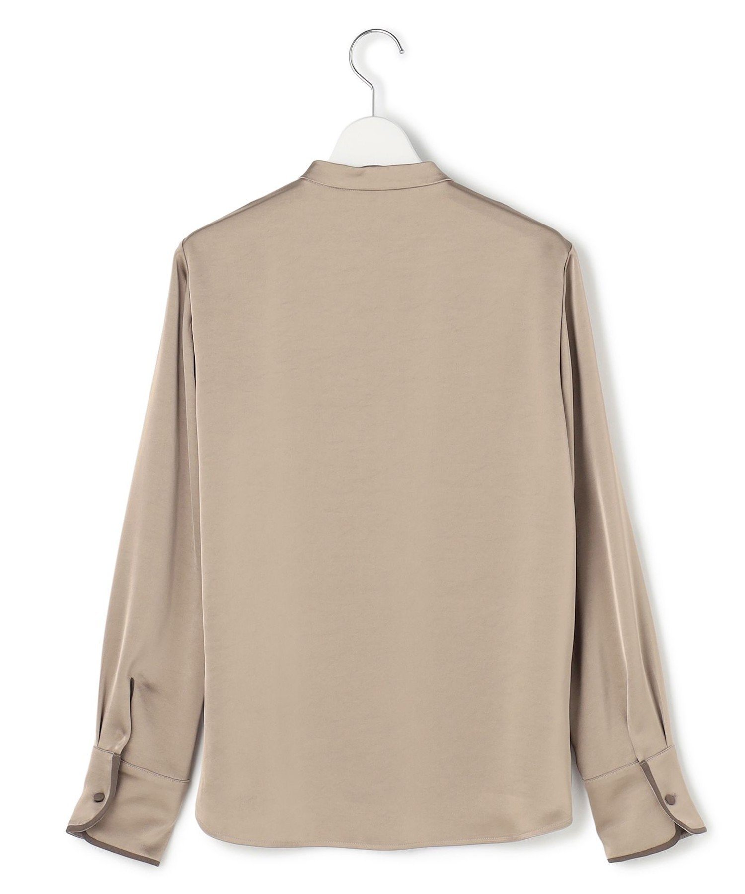 ICB L 【WEB&一部店舗限定】 DrapySatin バンドカラーシャツ アイシービー トップス シャツ・ブラウス ブラウン ブラック