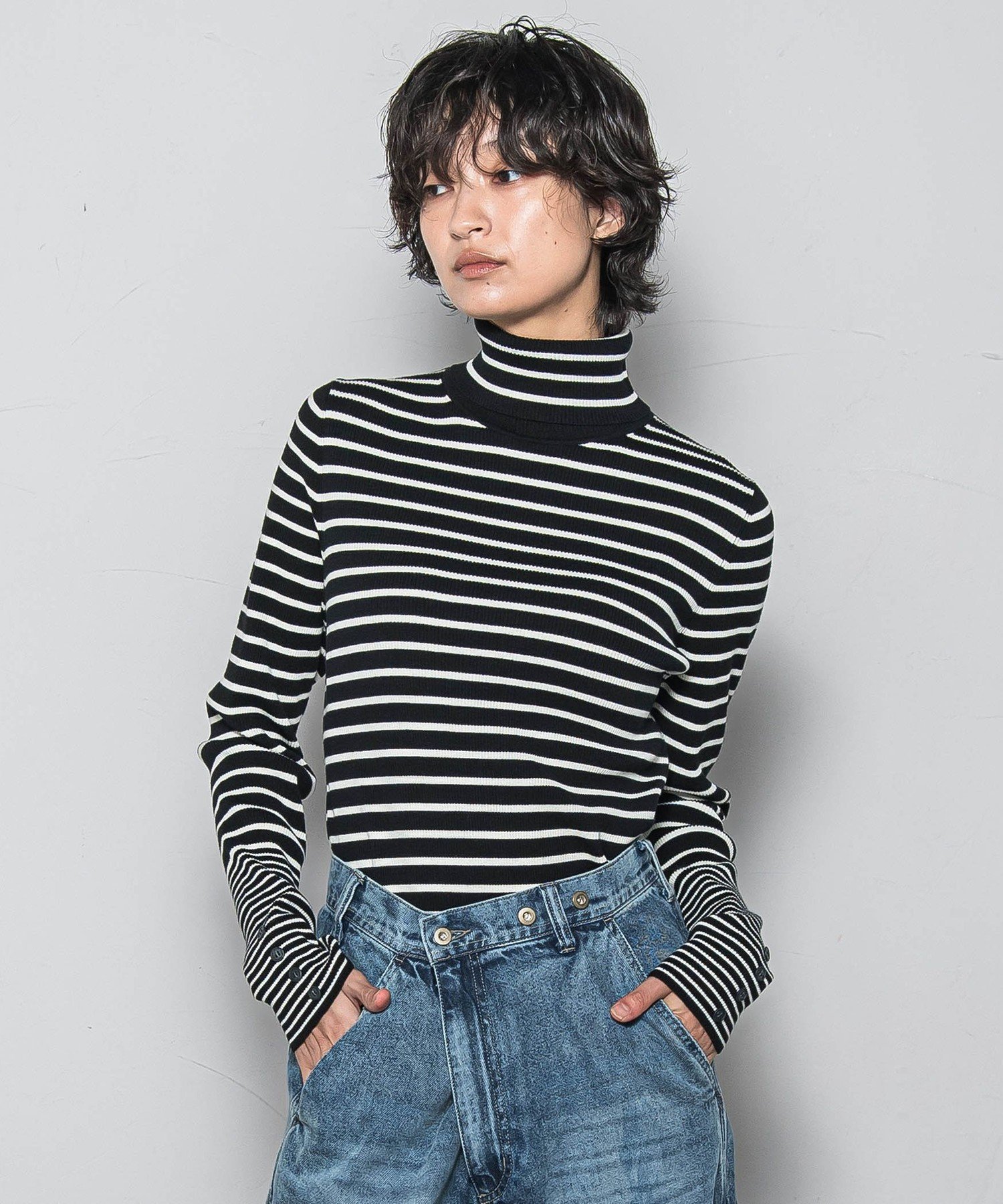 MAYSON GREY リブタートルニットプルオーバー≪手洗い可能≫ メイソングレイ トップス ニット ブラック ホワイト ブラウン【送料無料】