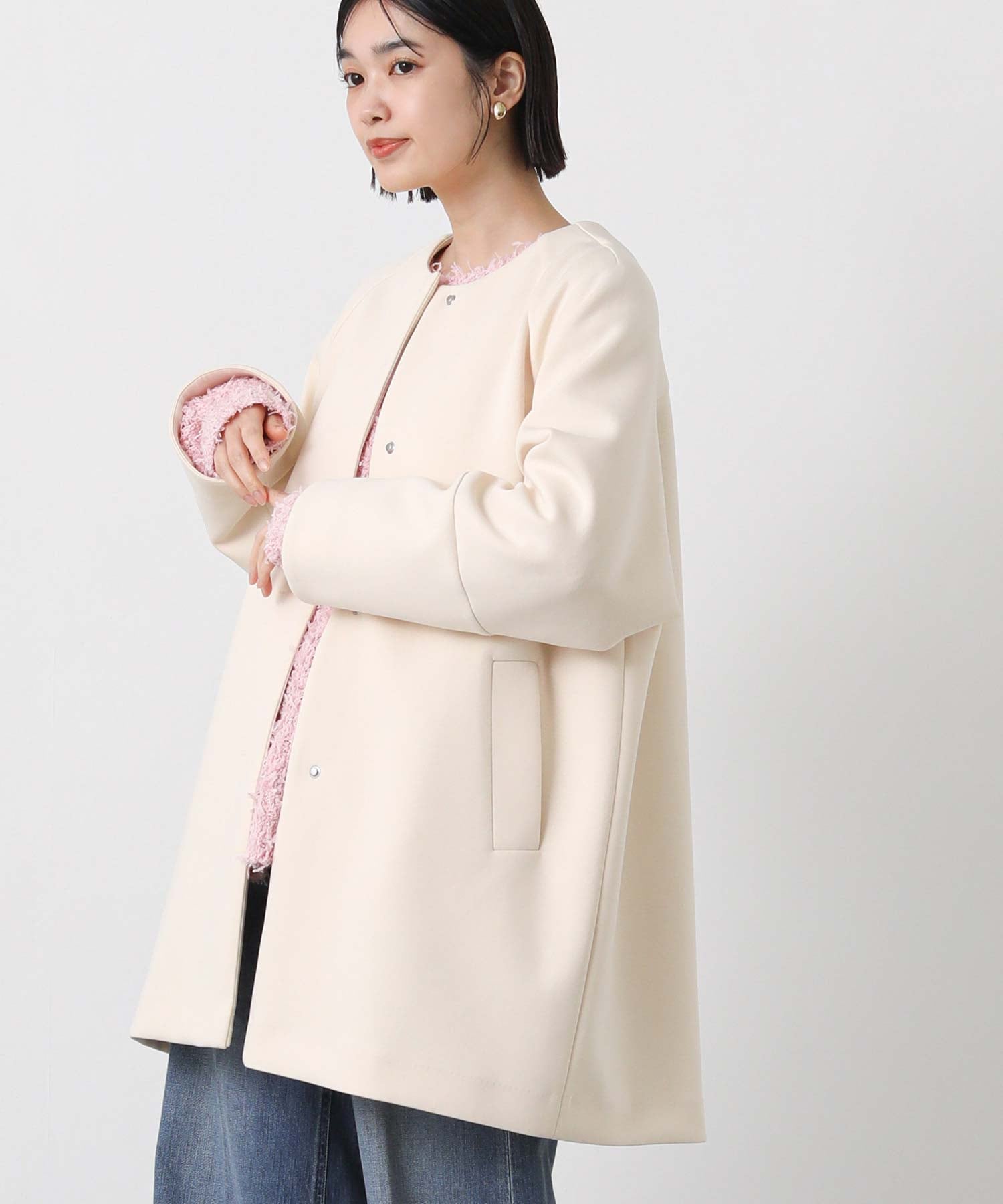 Gready Brilliant Gready Brilliant/(W)2_ダンボールミディ グレディブリリアン ジャケット・アウター その他のジャケット・アウター ベージュ ネイビー【送料無料】