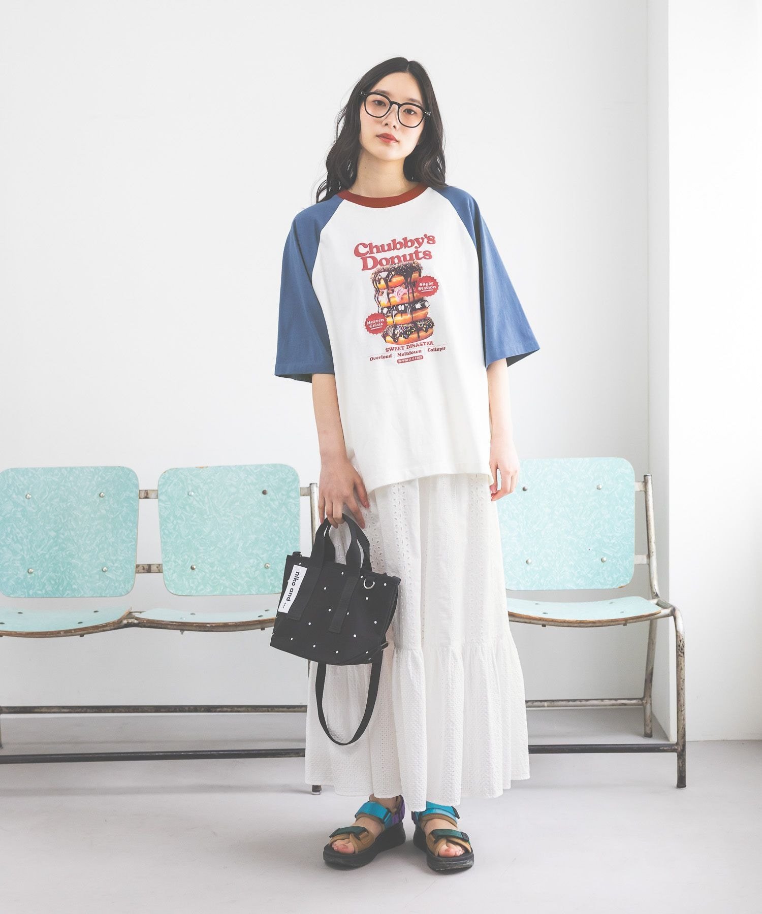 niko and ... コットン刺繍スカート ニコアンド スカート ロング・マキシスカート ブラック ホワイト