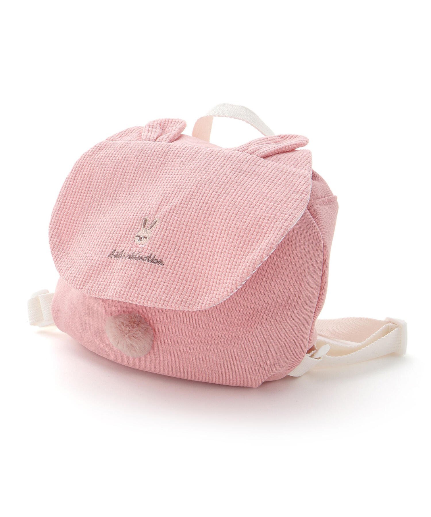 fillot de bebe reduction ミニ裏毛ポンポン付きリュックベビー ベベ オンライン ストア マタニティウェア・ベビー用品 その他のベビーグッズ ブルー ピンク ベージュ