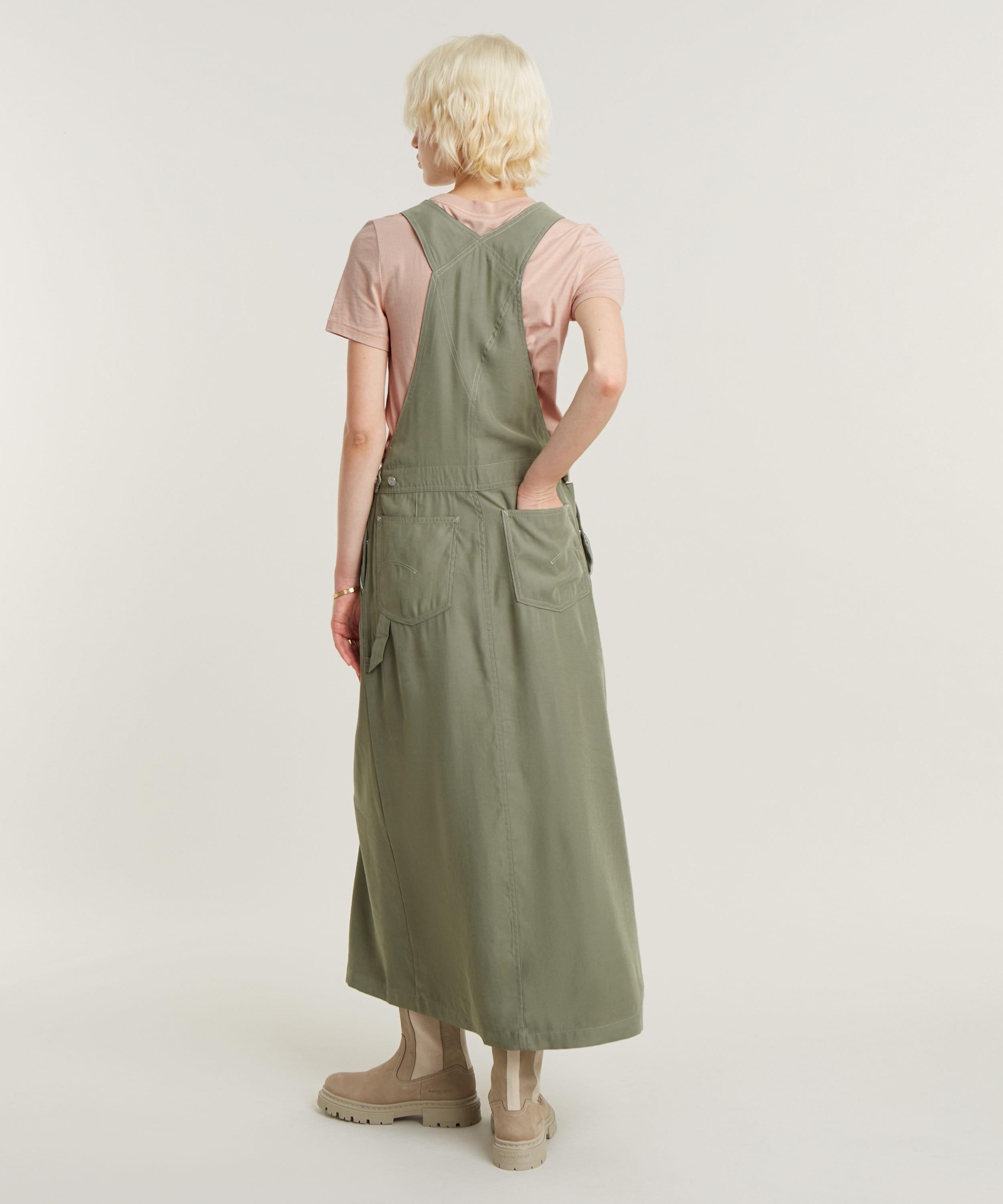 【公式ショップ】Dungaree Dress/ダンガリージャンパースカート/ジャンパードレス ジースターロゥ ワンピース・ドレス ジャンパースカート カーキグリーン
