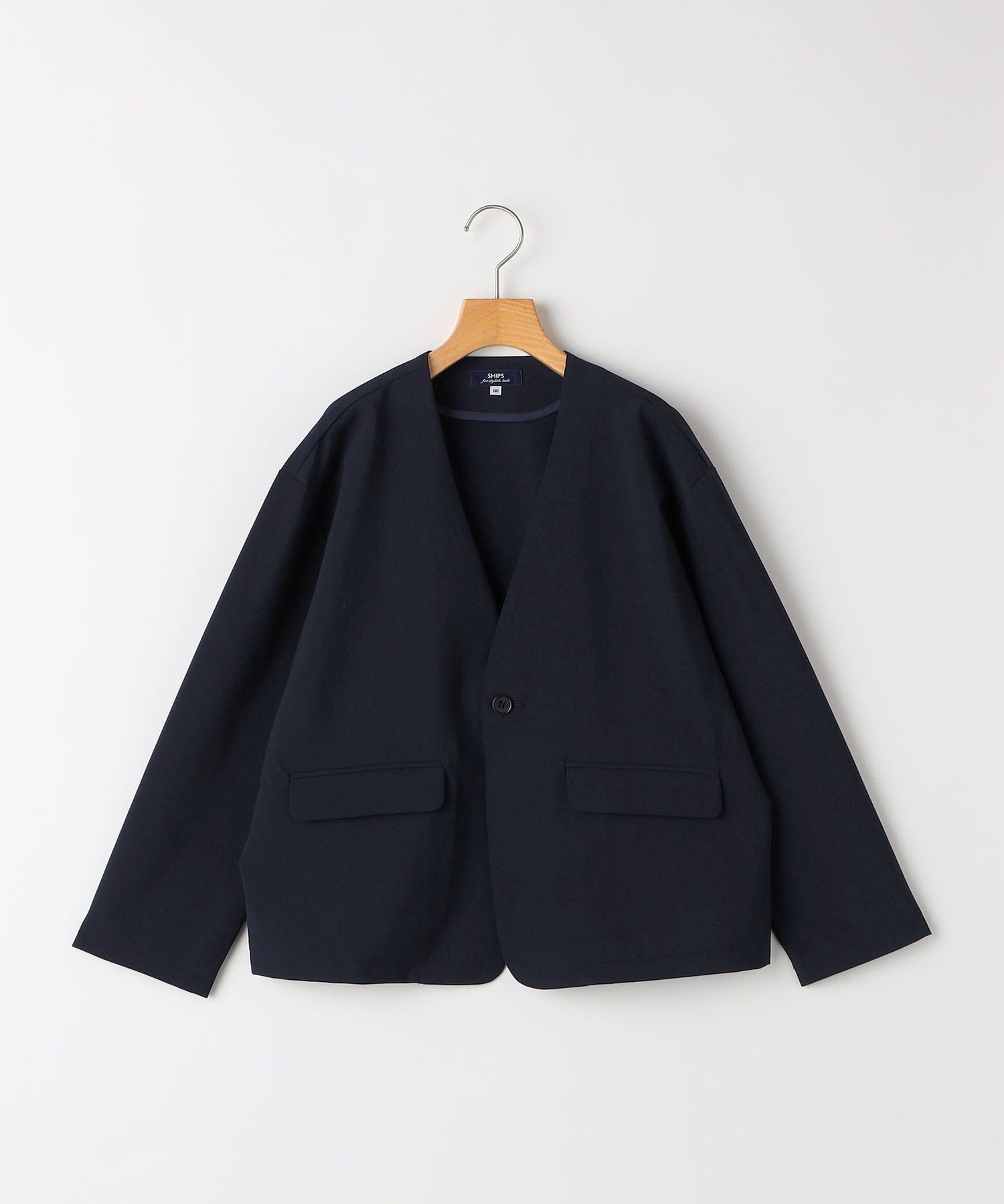 SHIPS KIDS SHIPS KIDS:140~160cm / セレモニー ノーカラー ジャケット シップス ジャケット・アウター ノーカラージャケット ネイビー【送料無料】