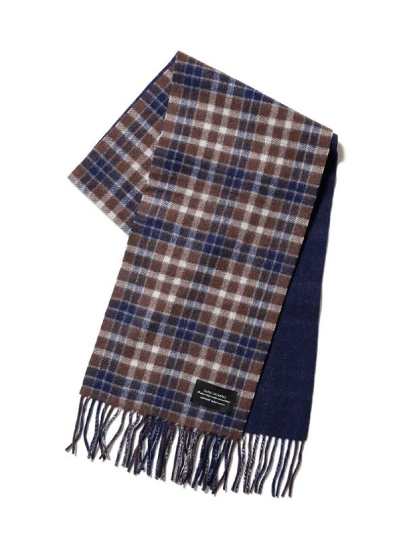 【SALE／50%OFF】NANO universe カシミア リバーシブルマフラー ナノユニバース ファッション雑貨 マフラー・ストール・ネックウォーマー ブラック ネイビー ブラウン【送料無料】のサムネイル