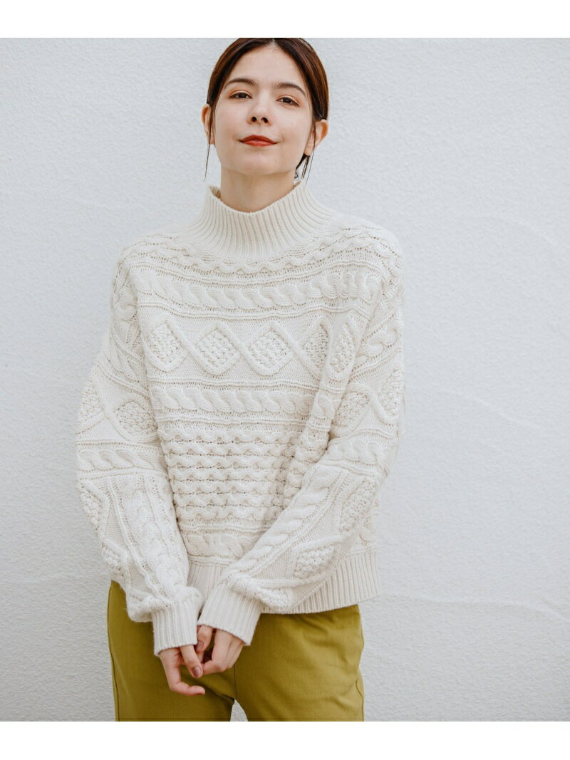 【SALE／8%OFF】niko and ... (W)ショートタケケーブルPO ニコアンド トップス ニット ホワイト グリーン ブラック【送料無料】のサムネイル