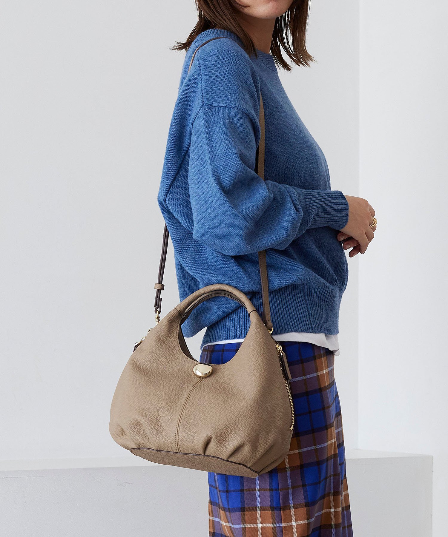 【SALE／50%OFF】TREASURE TOPKAPI シュリンクレザー メタルパーツ 2WAY ショルダー バッグ トプカピ バッグ ショルダーバッグ ブラック グレー【送料無料】のサムネイル