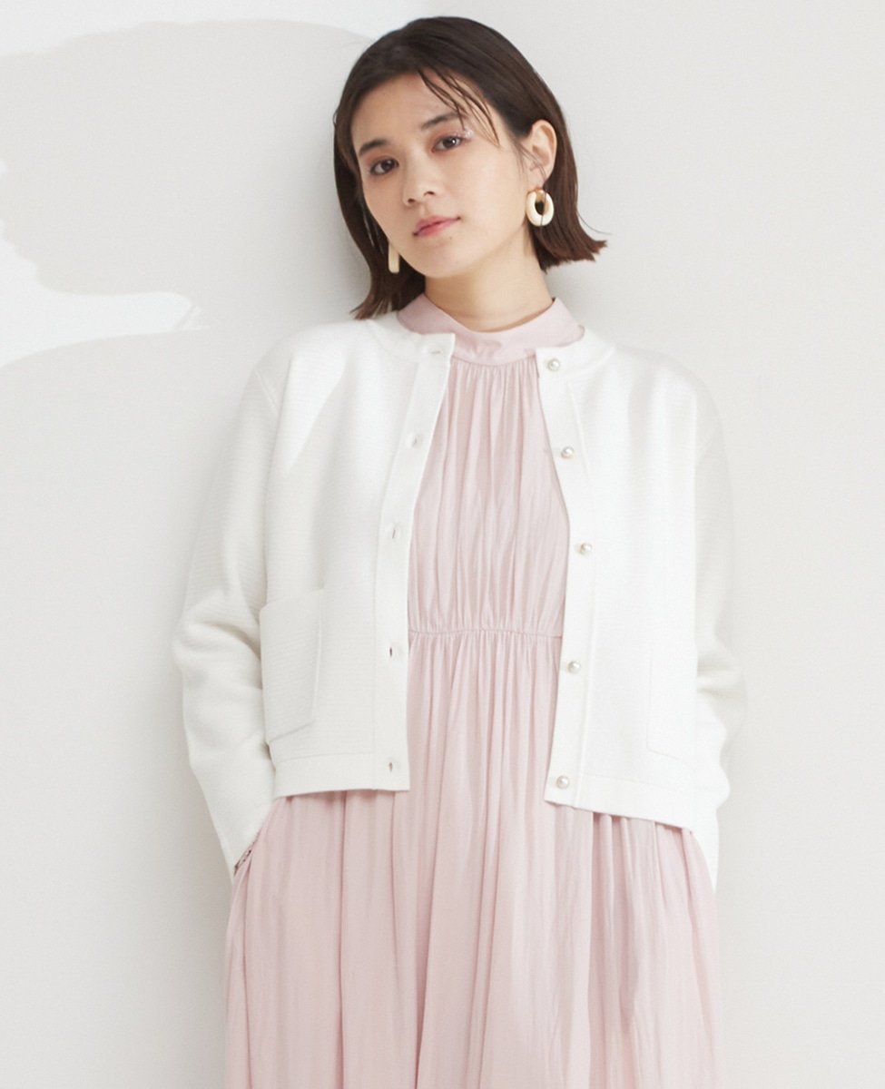 【SALE／50%OFF】TIARA パール釦ニットジャケット ティアラ トップス カーディガン ホワイト ネイビー【送料無料】のサムネイル