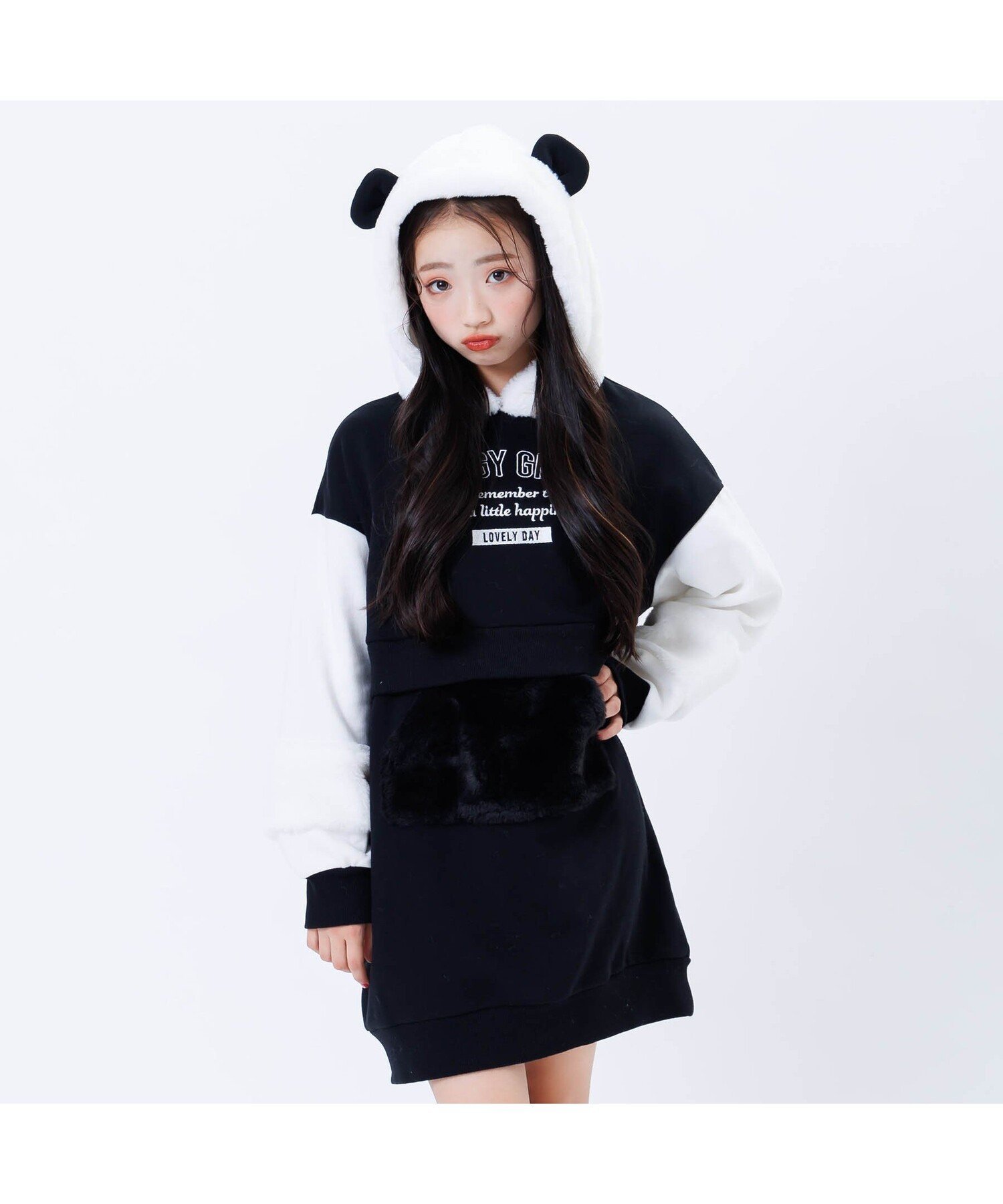 ALGY アルマルズなりきりトレーナーワンピ_裏起毛 エフオーオンラインストア ワンピース・ドレス ワンピース ブラック ブラウン ホワイト【送料無料】のサムネイル