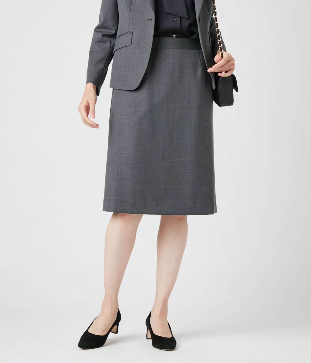 【SALE／57%OFF】NEWYORKER WOMEN L-SIZE 【L】ウールへリンボーン Aラインスカート ニューヨーカー エルサイズ スカート その他のスカート ネイビー グレー【送料無料】