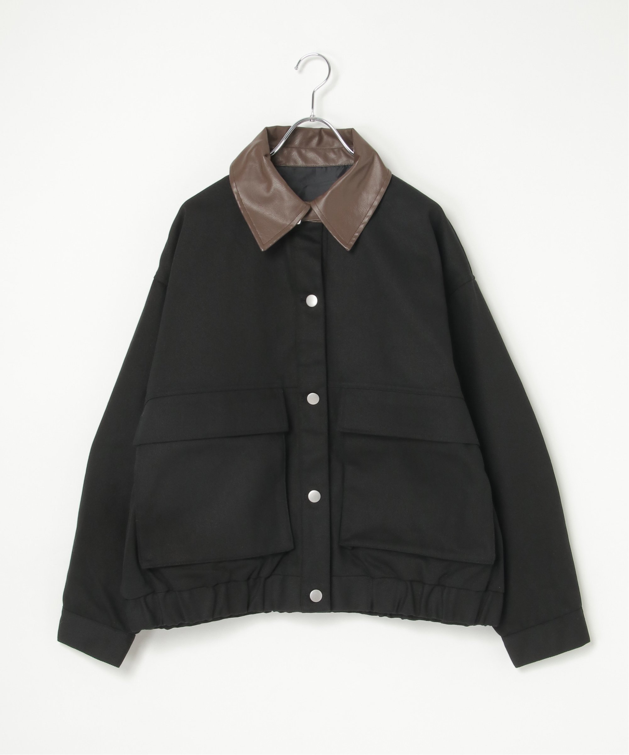 notch. オーバーサイズブルゾン ノッチ ジャケット・アウター ブルゾン・ジャンパー ブラック ベージュ【送料無料】のサムネイル